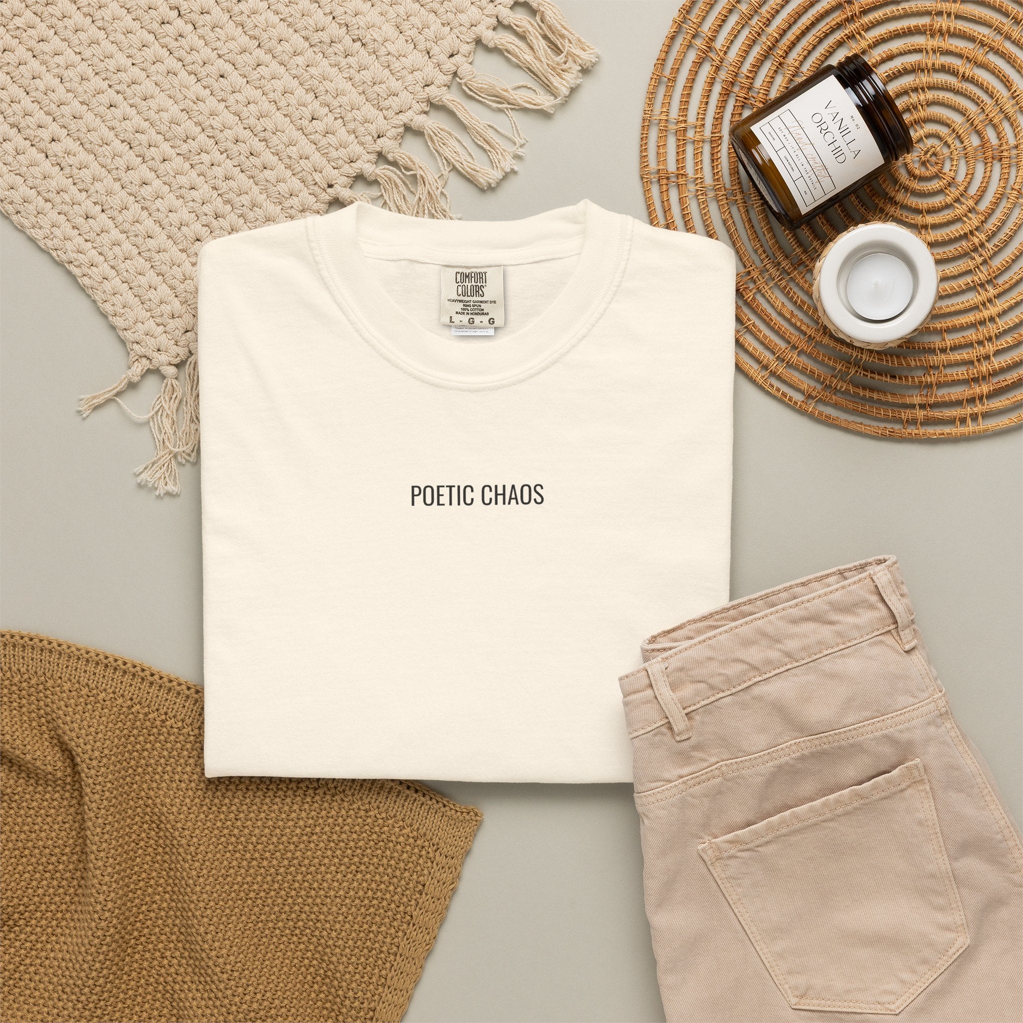 Poetic Chaos T-Shirt — Minimal Text Graphic Tee ("Poetic Chaos")