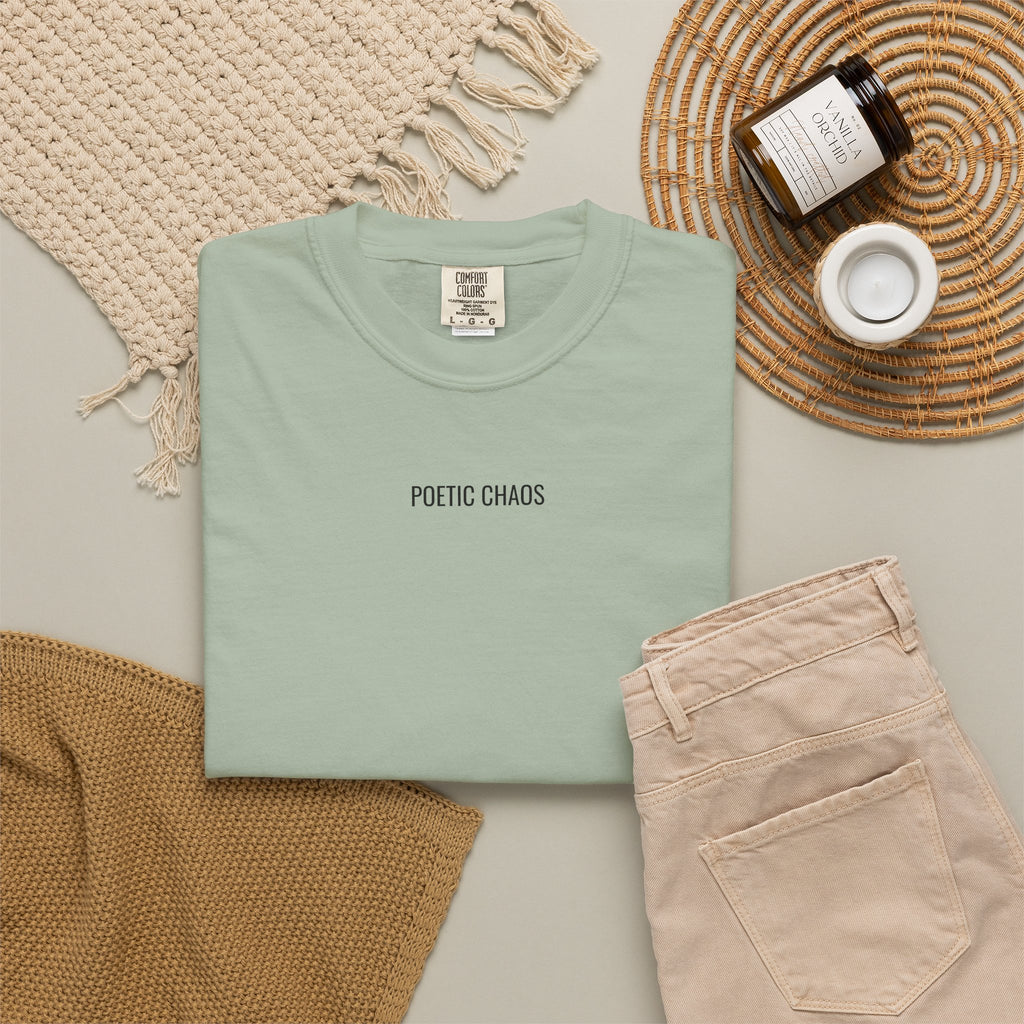 Poetic Chaos T-Shirt — Minimal Text Graphic Tee ("Poetic Chaos")