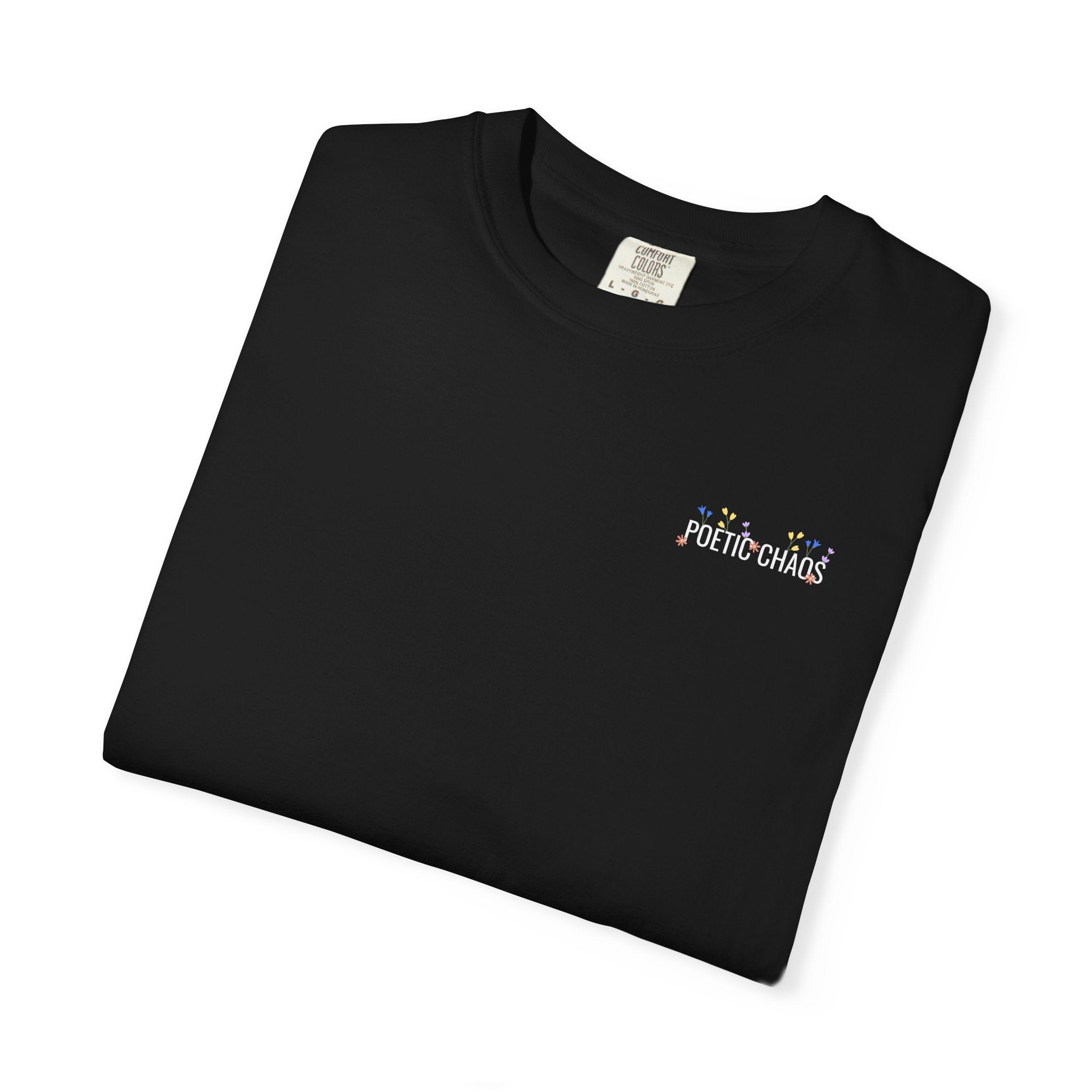 Poetic chaos minimal t-shirts floral white label