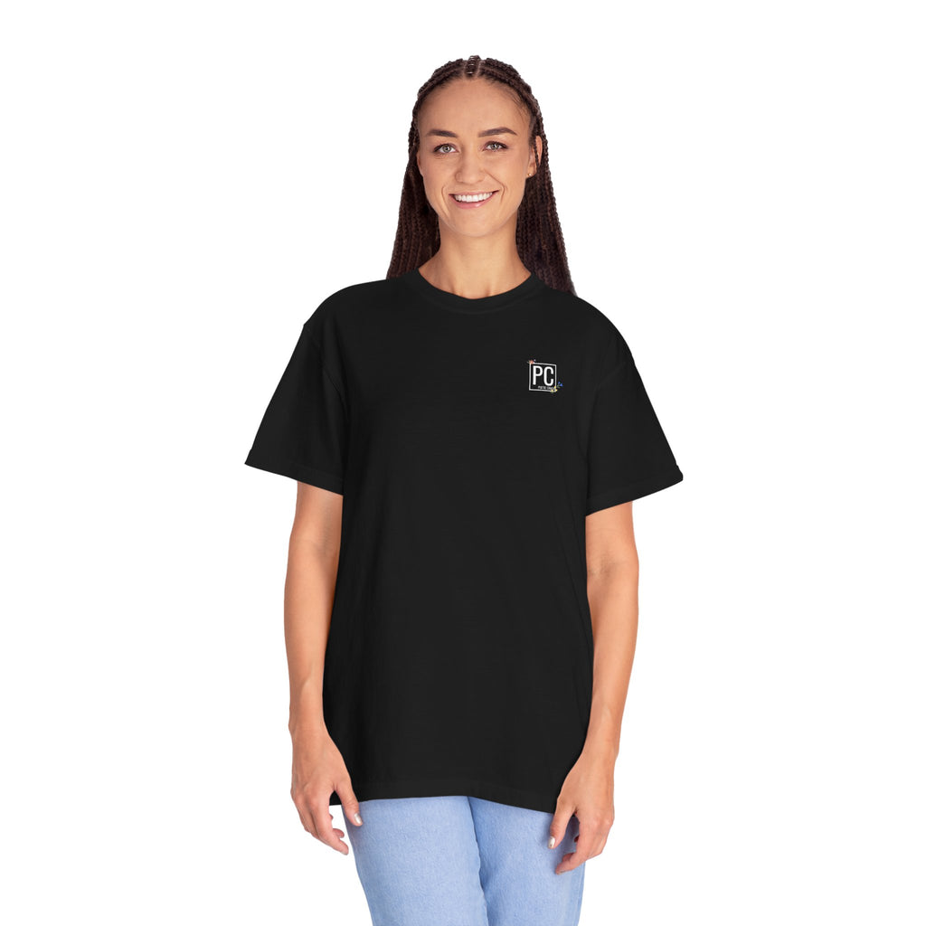 poetic chaos minimal t-shirt floral white logo label