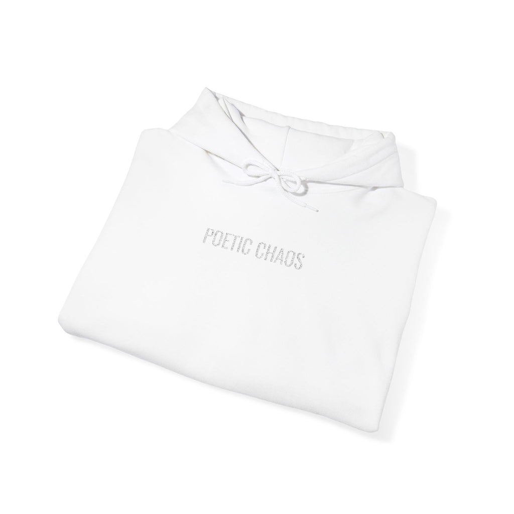 Poetic Chaos embroided white logo hoodie