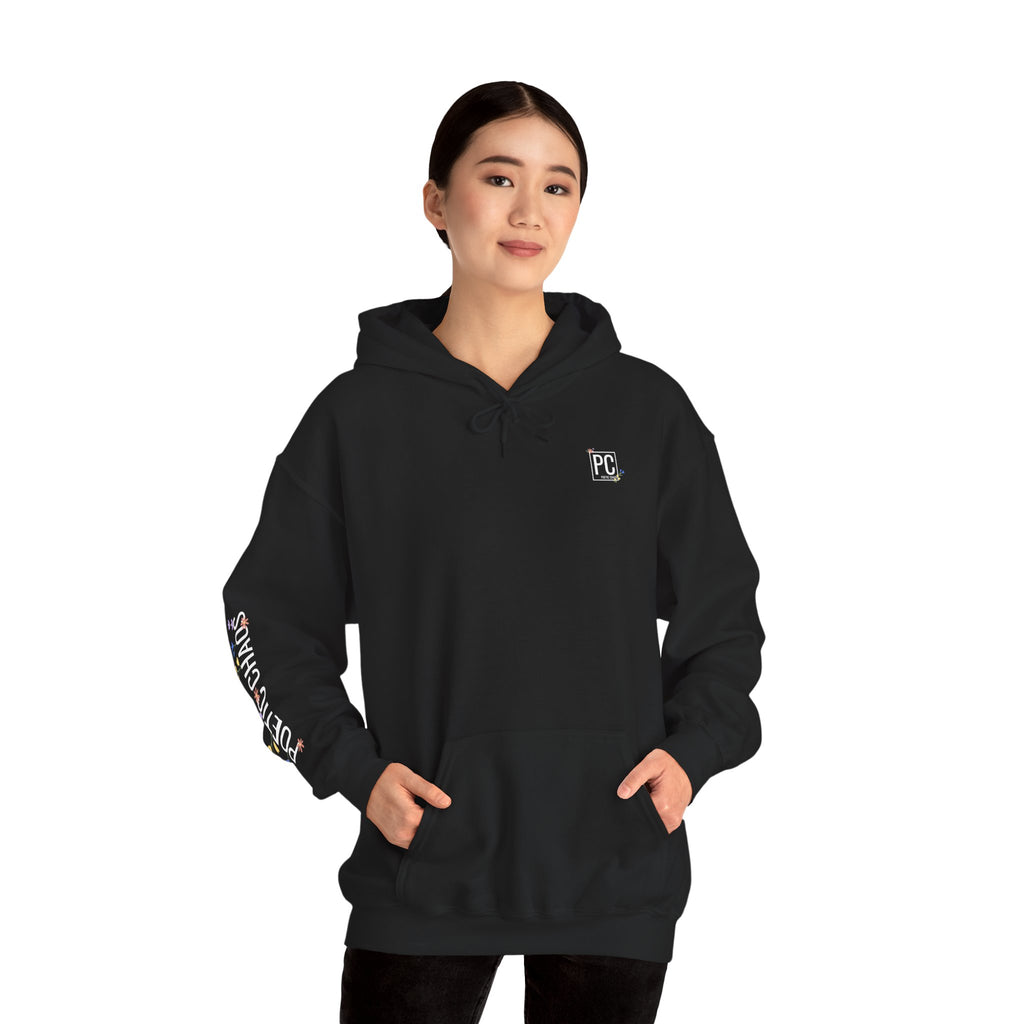 Poetic Chaos Sleeve Hoodie – Minimal white floral Logo Pullover