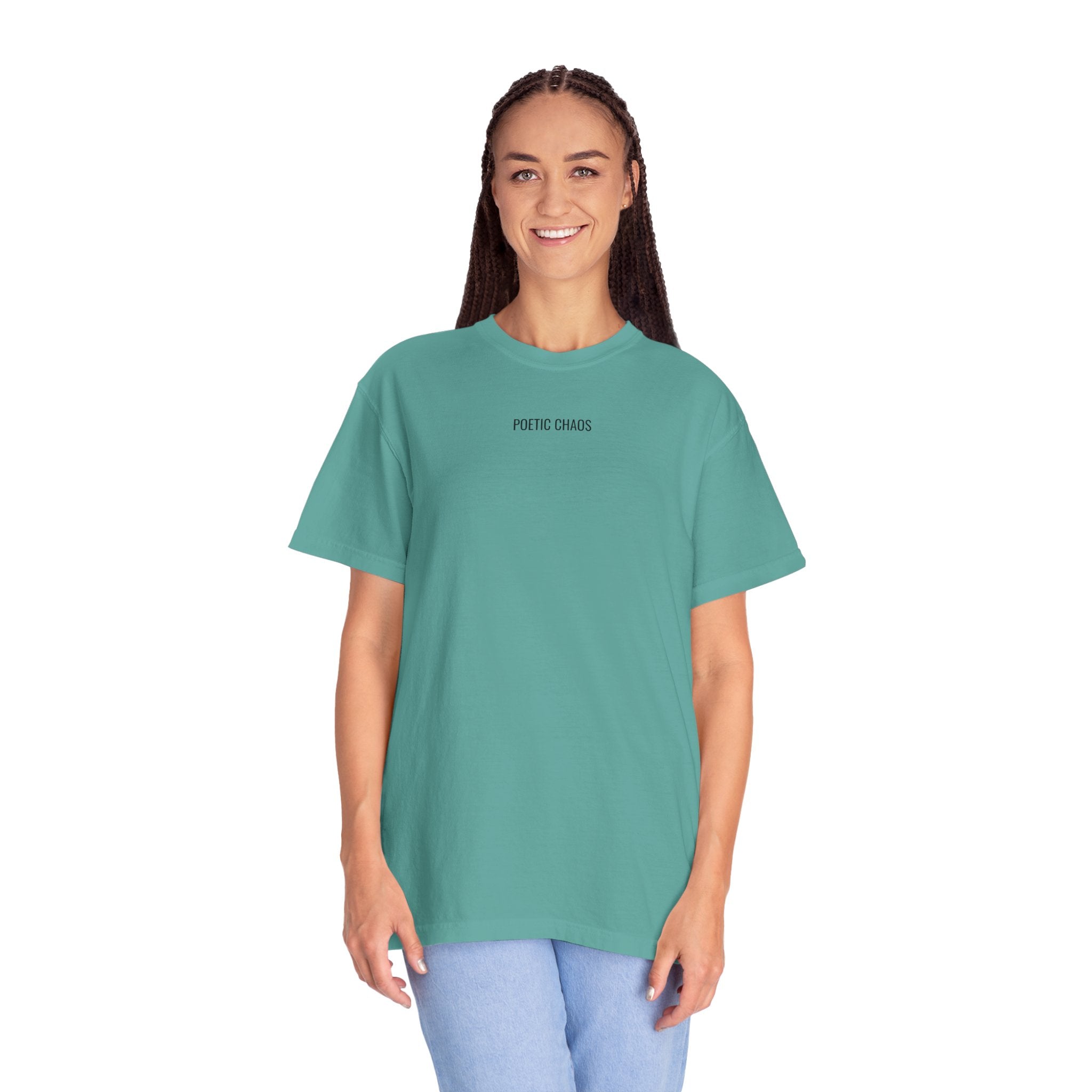 Poetic Chaos T-Shirt — Minimal Text Graphic Tee ("Poetic Chaos")