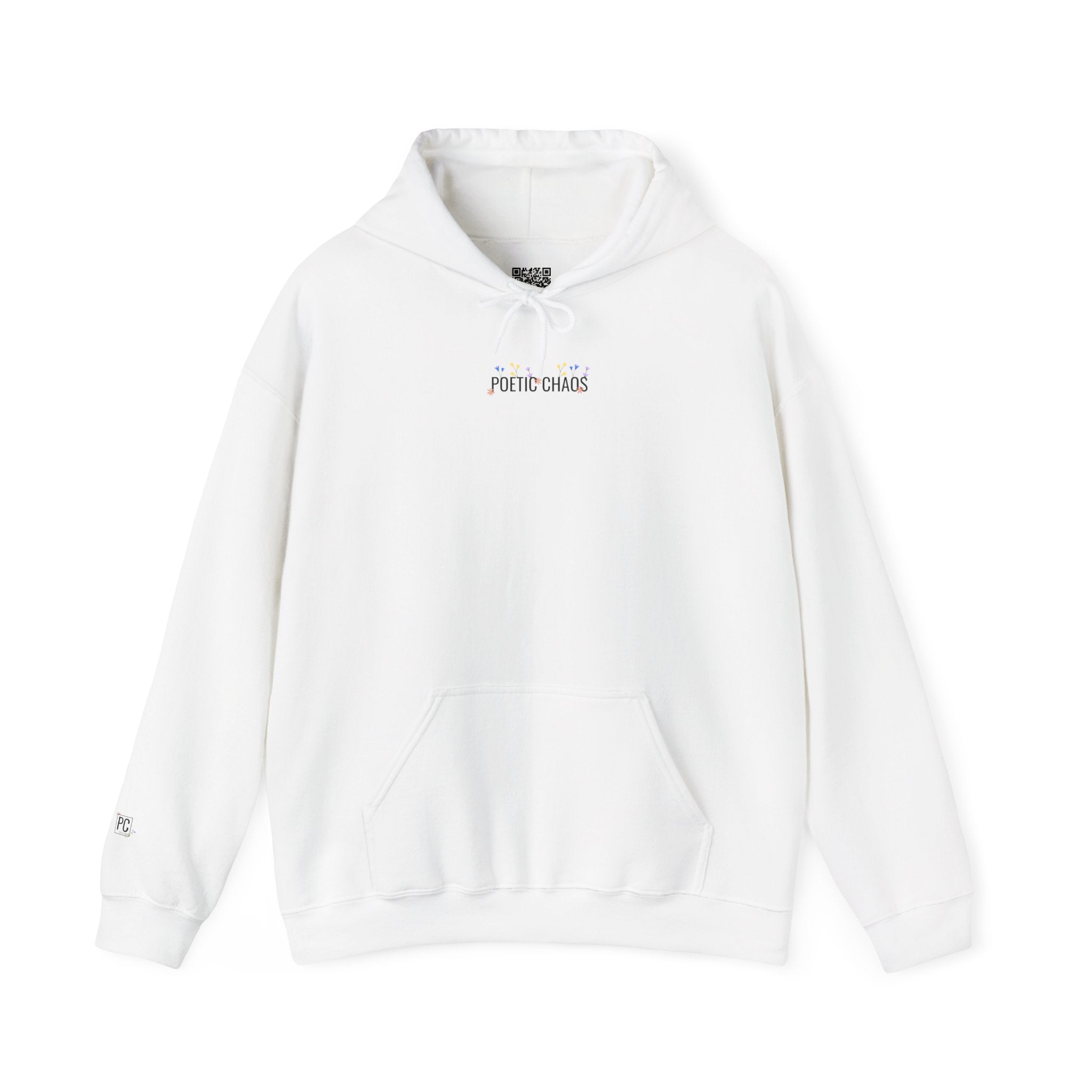 Minimalist 'Pale Chaos' Hoodie – Subtle Text floral Logo Pullover