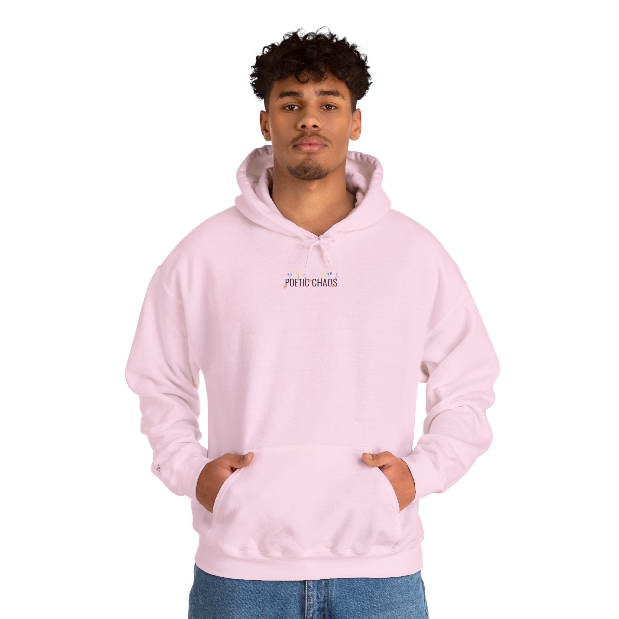 Minimalist 'Pale Chaos' Hoodie – Subtle Text floral Logo Pullover
