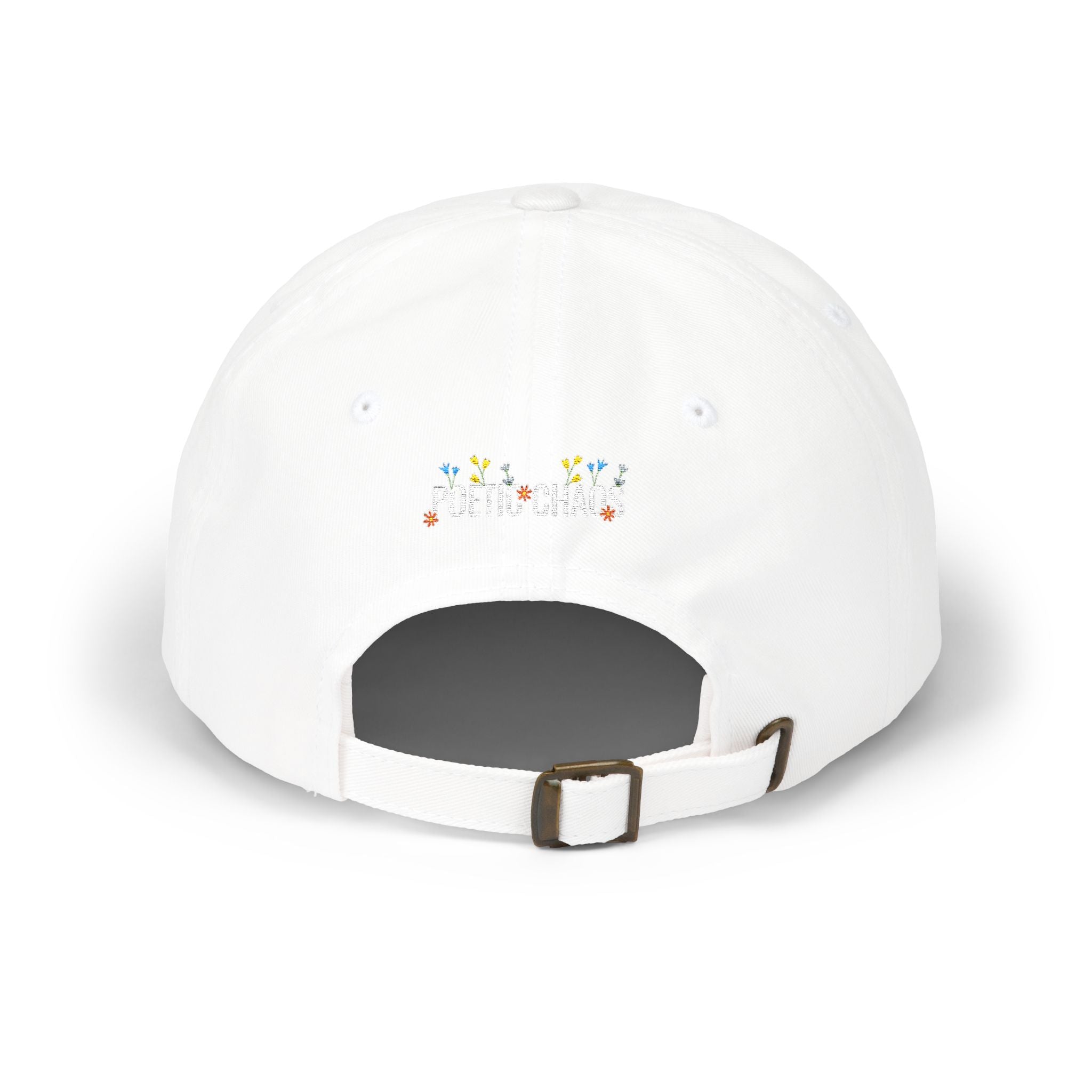 Poetic Chaos Dad Cap white Floral logo Embroidered Baseball Hat