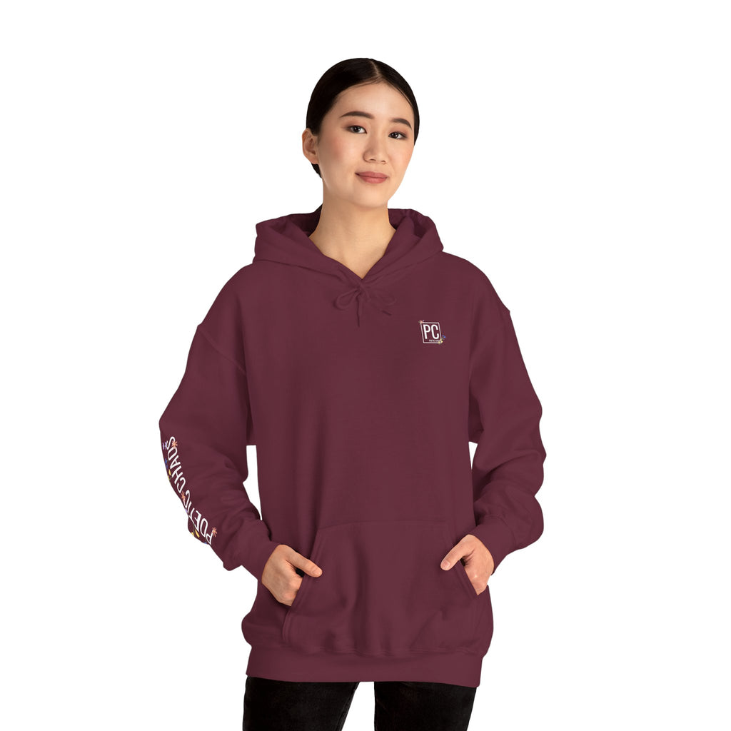 Poetic Chaos Sleeve Hoodie – Minimal white floral Logo Pullover