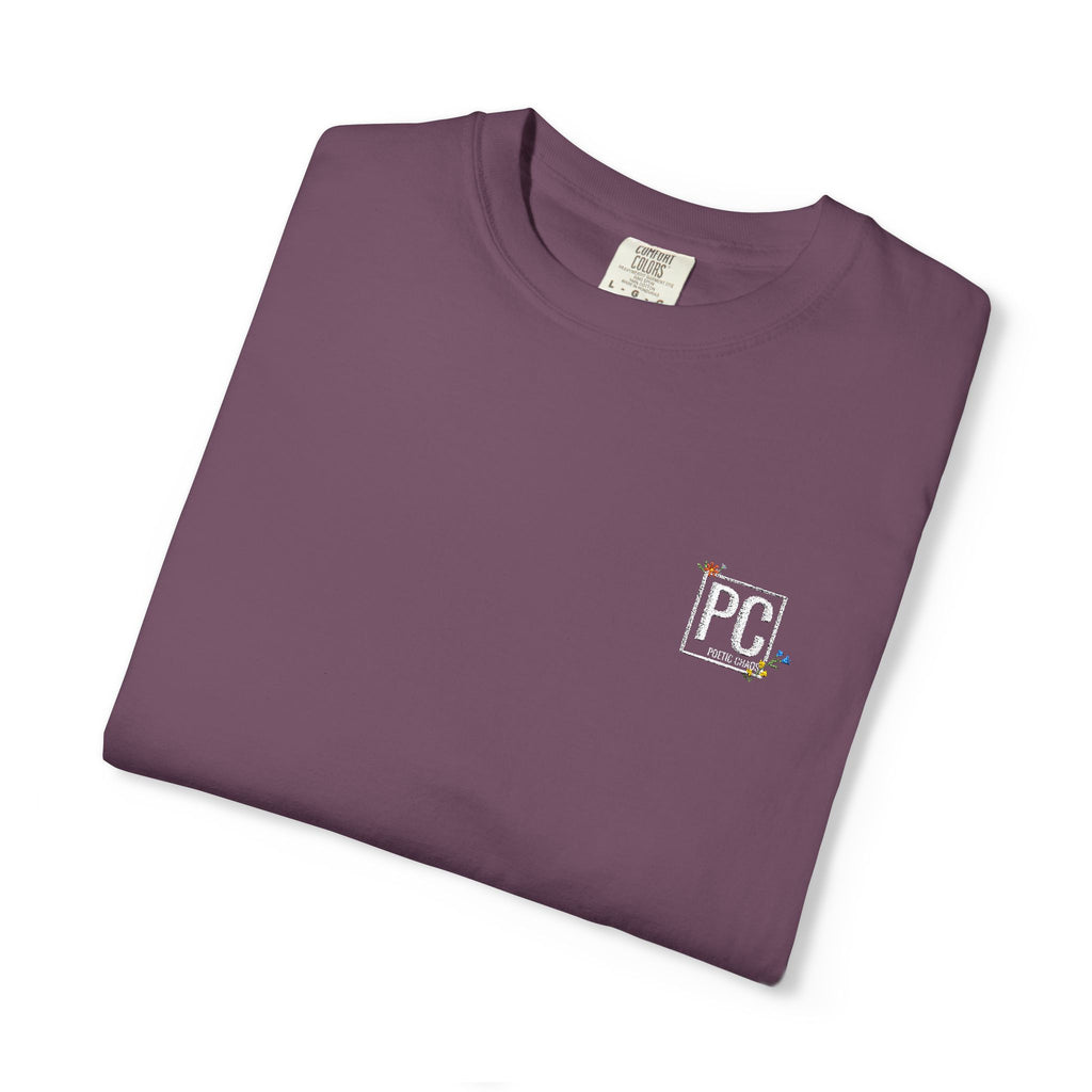 Poetic Chaos embroided white floral logo