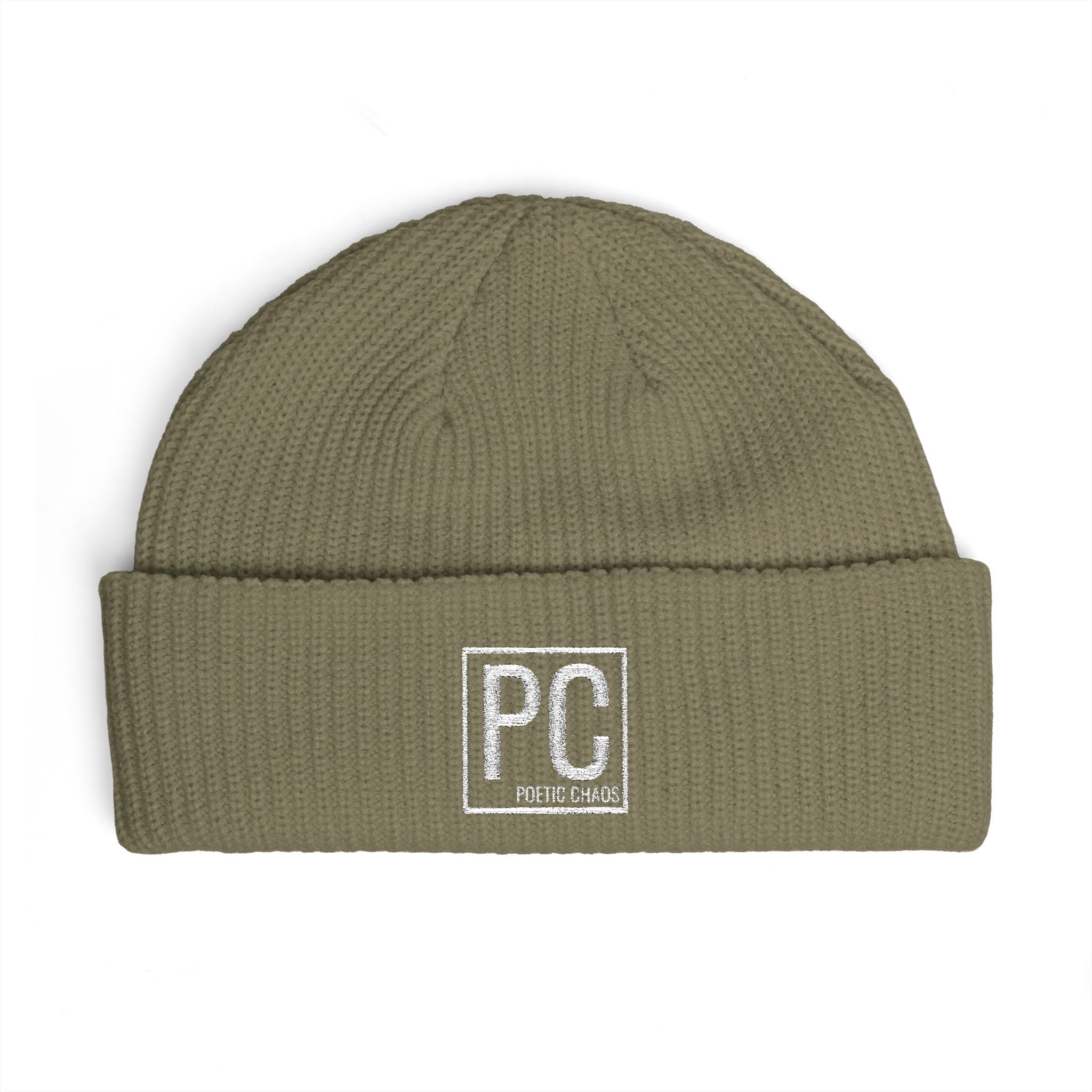 Poetic Chaos white PC Logo Cuff Beanie