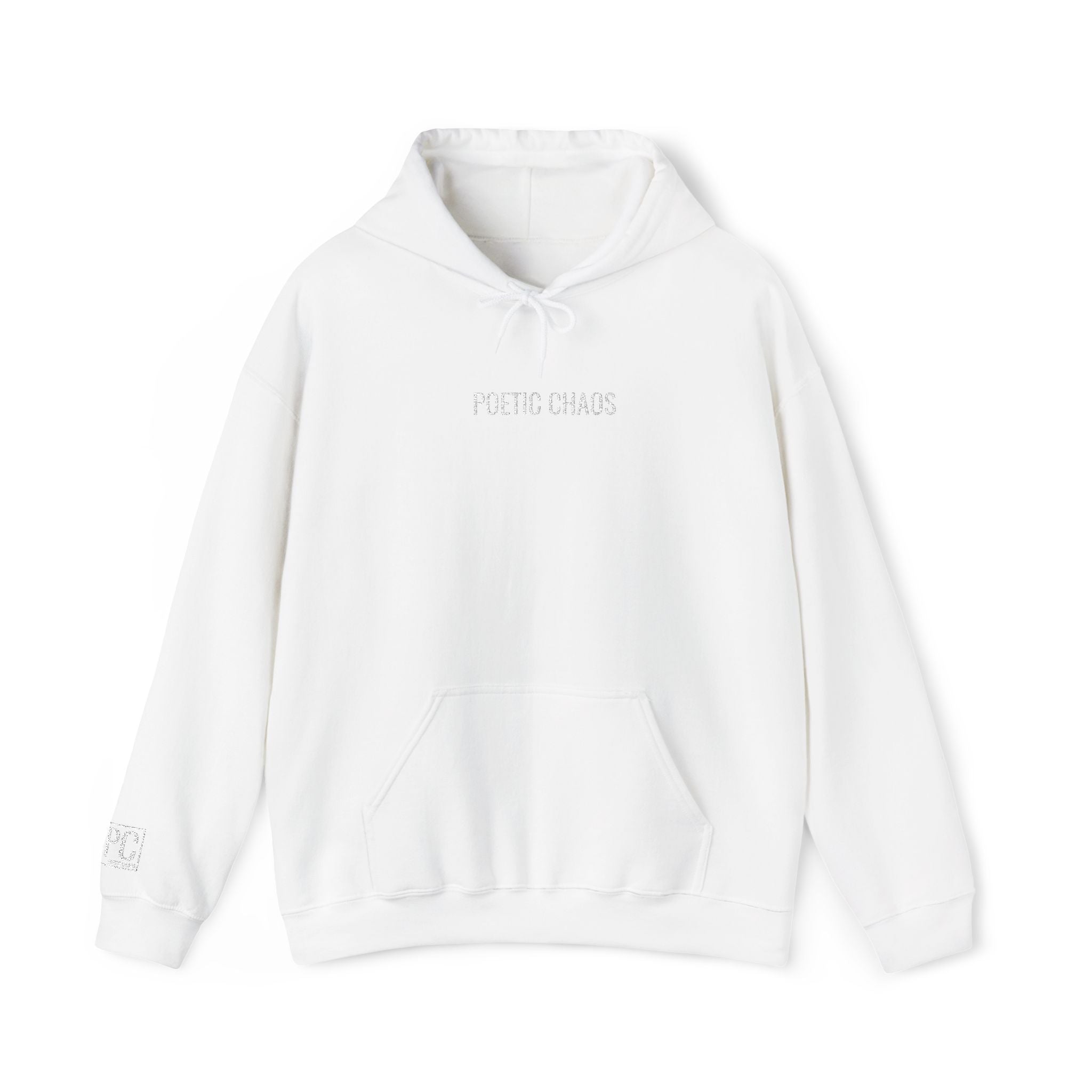 Poetic Chaos embroided white logo hoodie