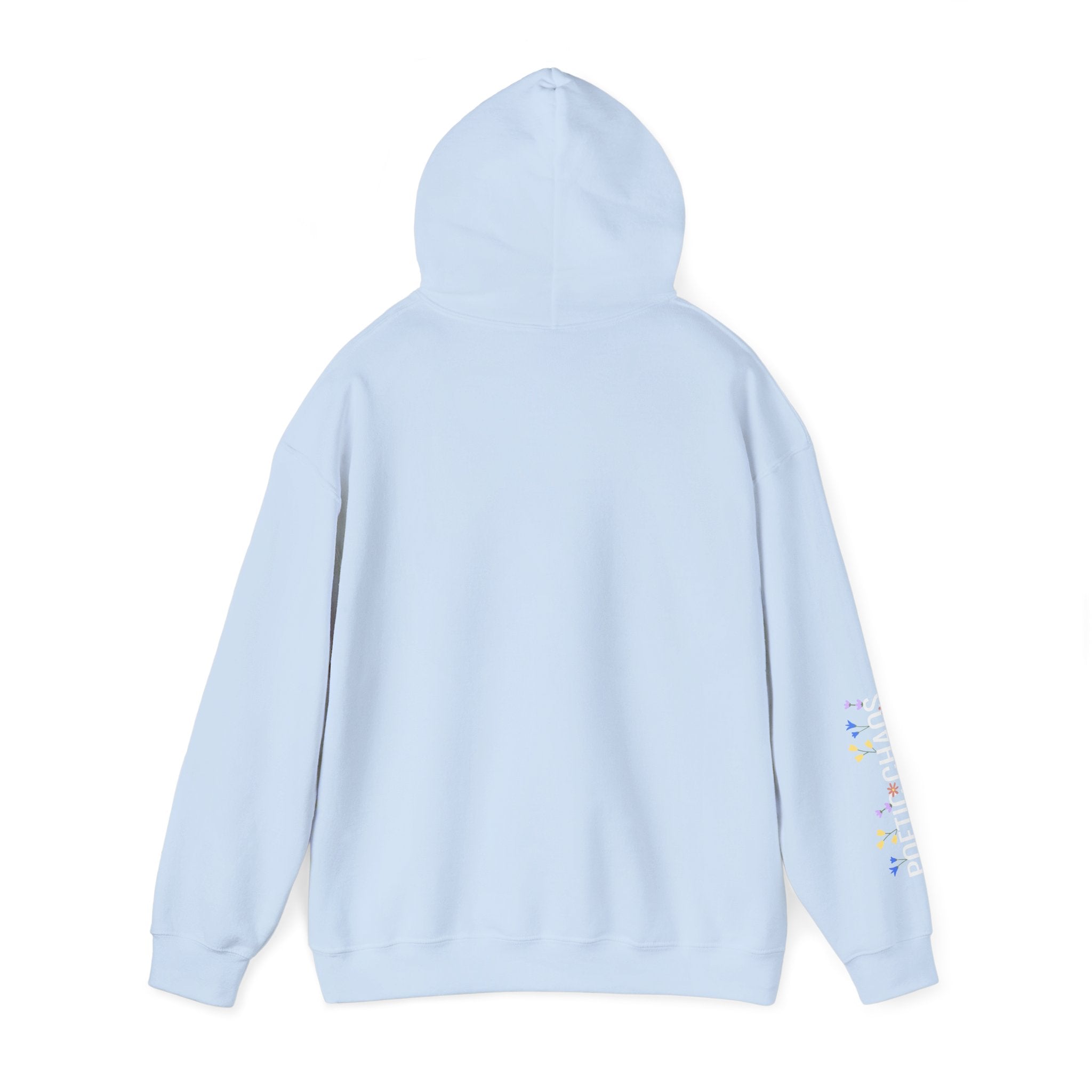 Poetic Chaos Sleeve Hoodie – Minimal white floral Logo Pullover