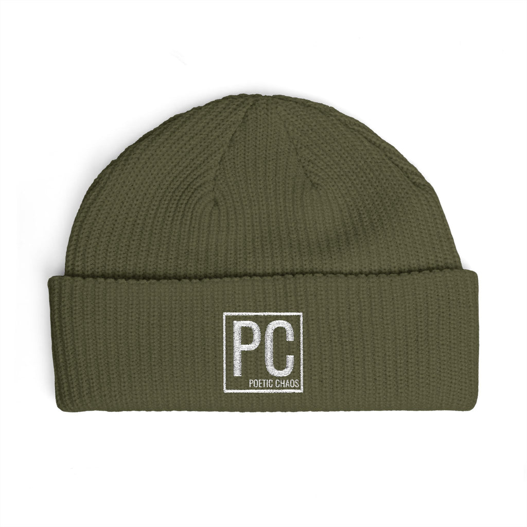 Poetic Chaos white PC Logo Cuff Beanie