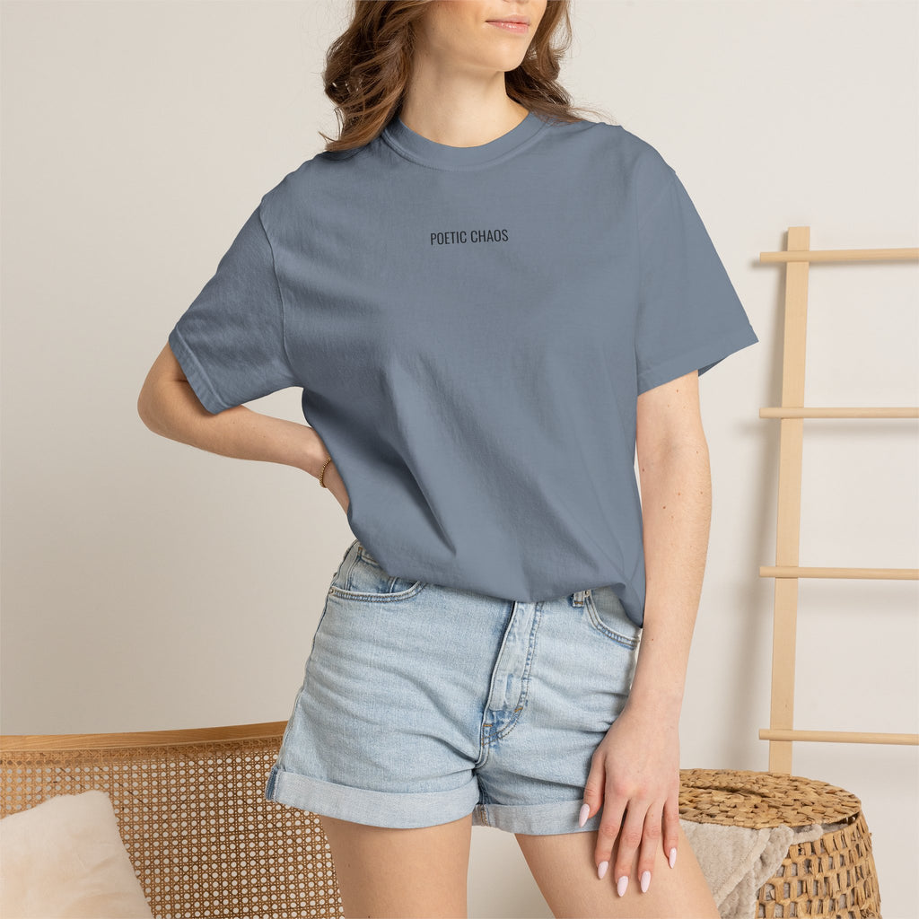 Poetic Chaos T-Shirt — Minimal Text Graphic Tee ("Poetic Chaos")