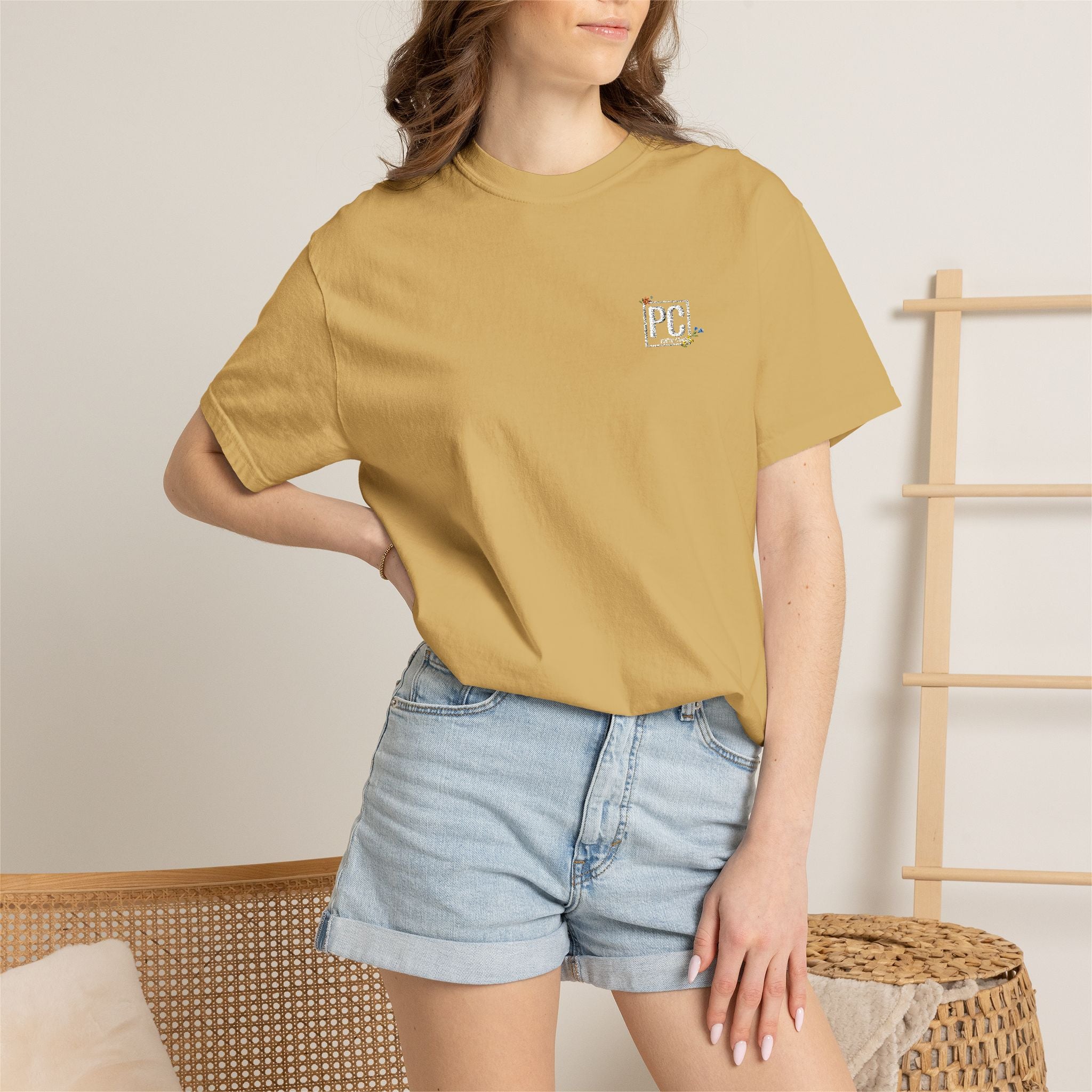 Poetic Chaos embroided white floral logo