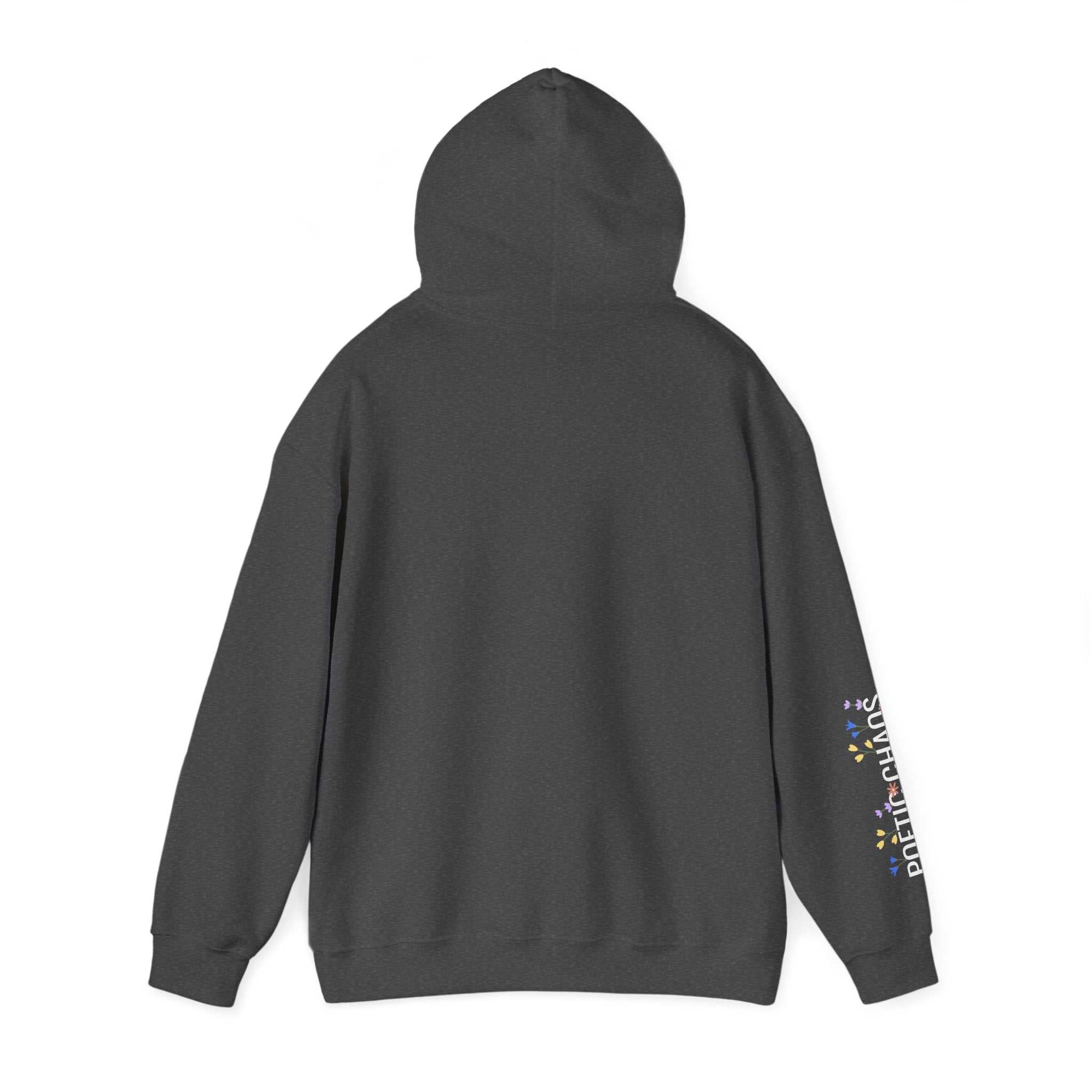 Poetic Chaos Sleeve Hoodie – Minimal white floral Logo Pullover