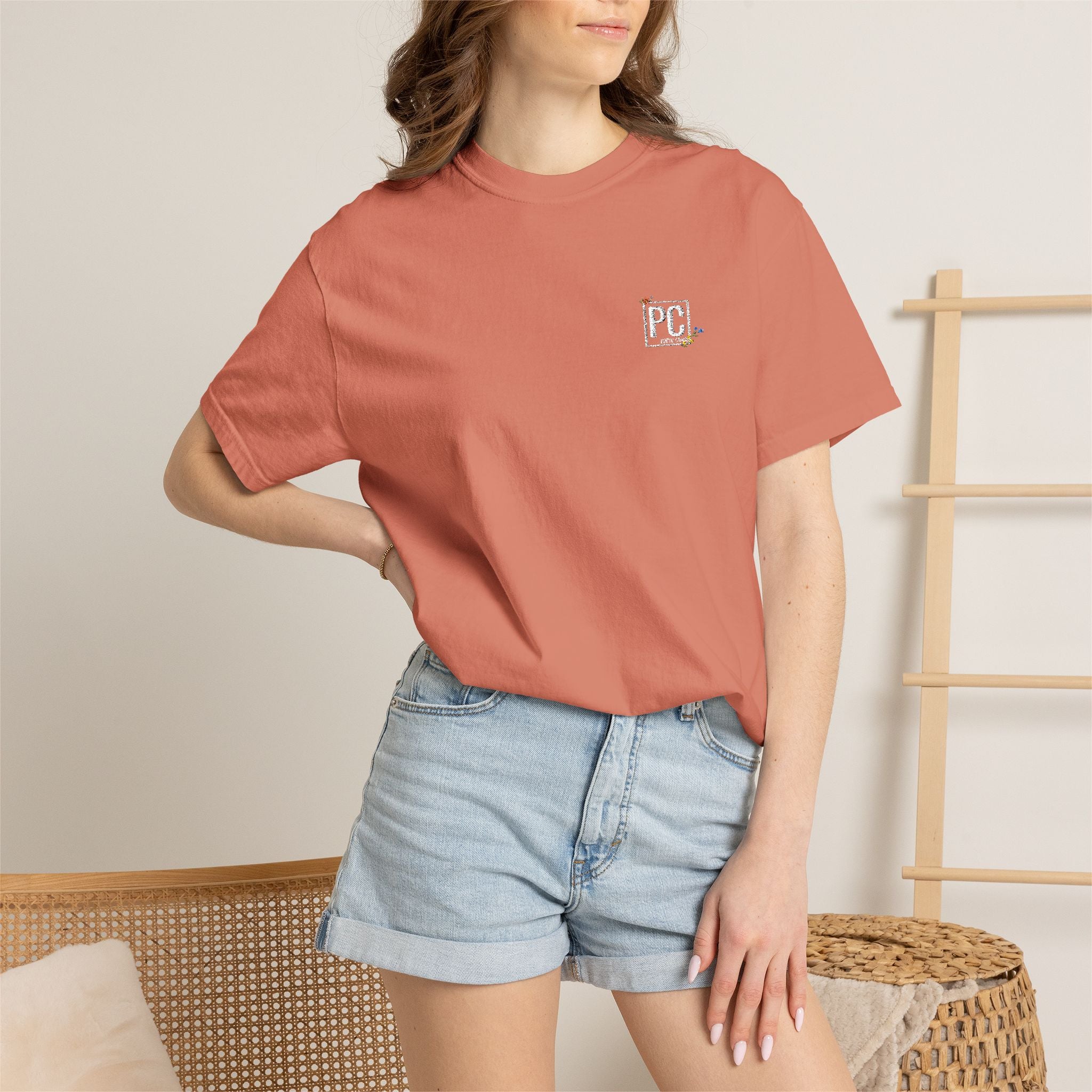 Poetic Chaos embroided white floral logo