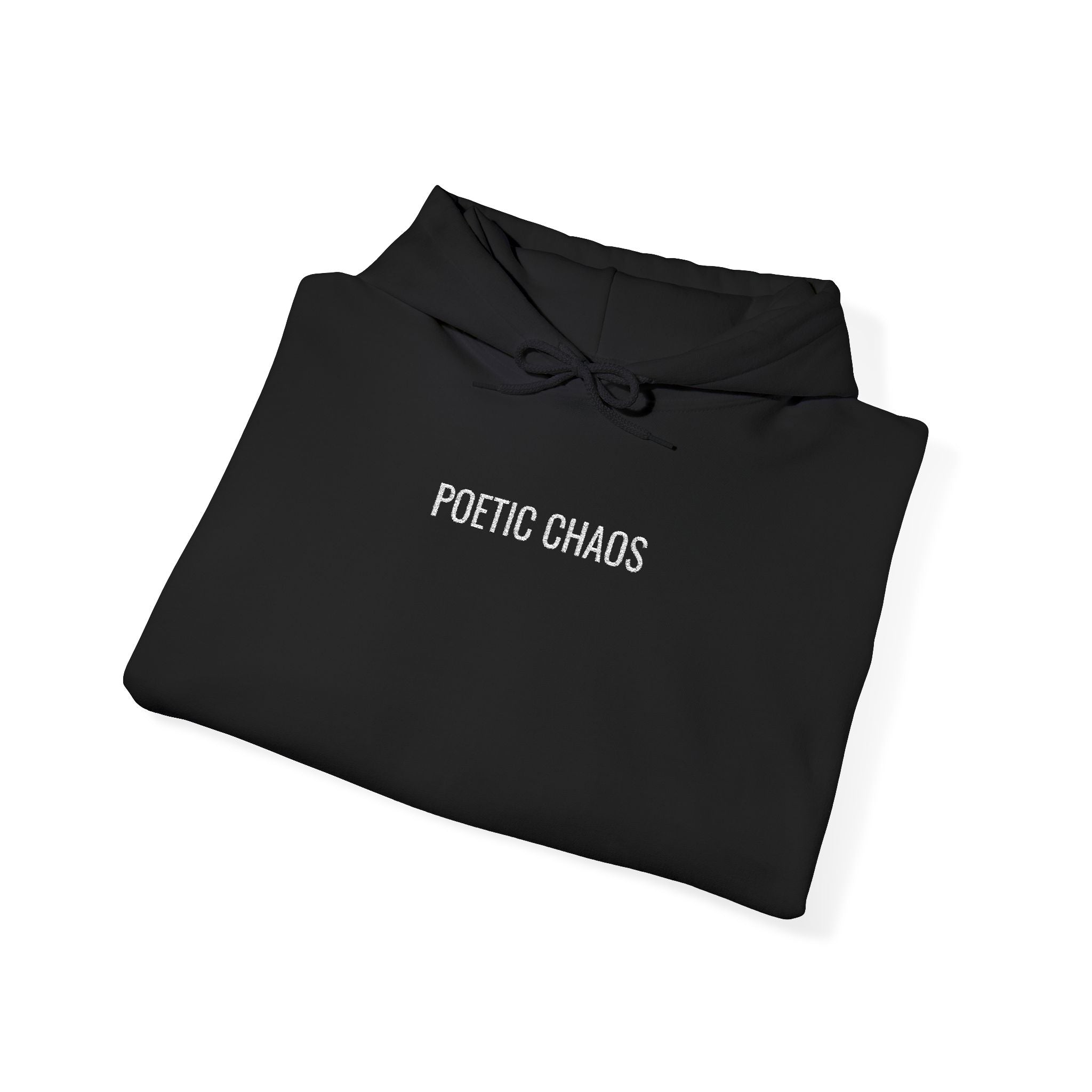 Poetic Chaos embroided white logo hoodie
