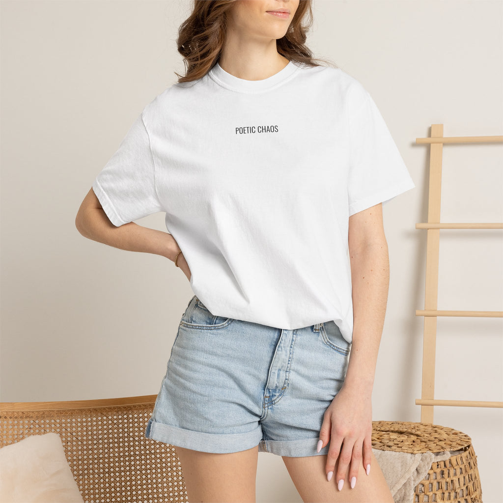 Poetic Chaos T-Shirt — Minimal Text Graphic Tee ("Poetic Chaos")