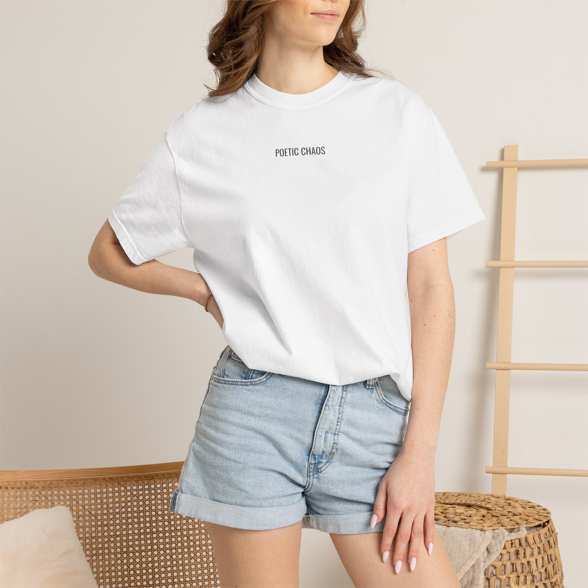 Poetic Chaos T-Shirt — Minimal Text Graphic Tee ("Poetic Chaos")