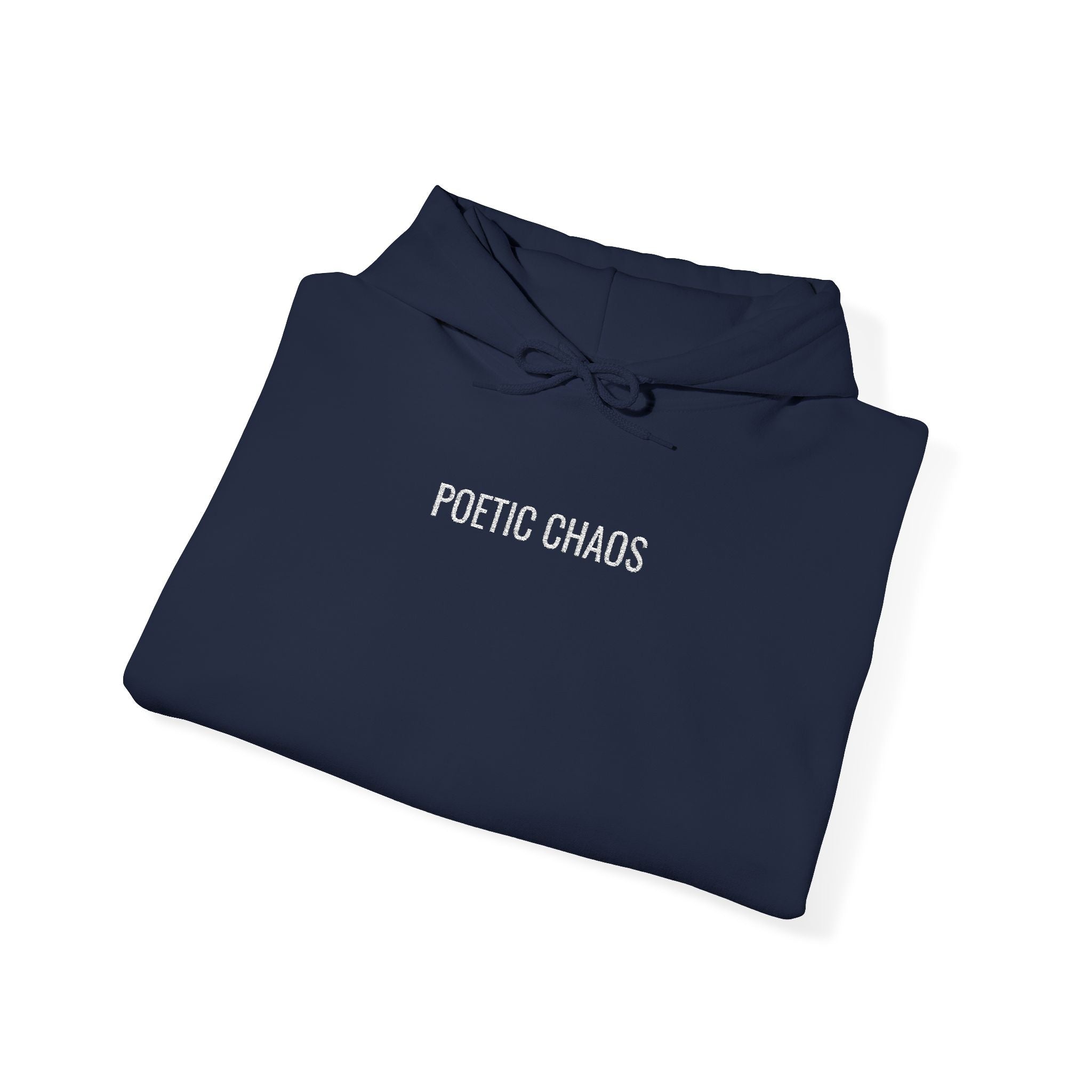 Poetic Chaos embroided white logo hoodie