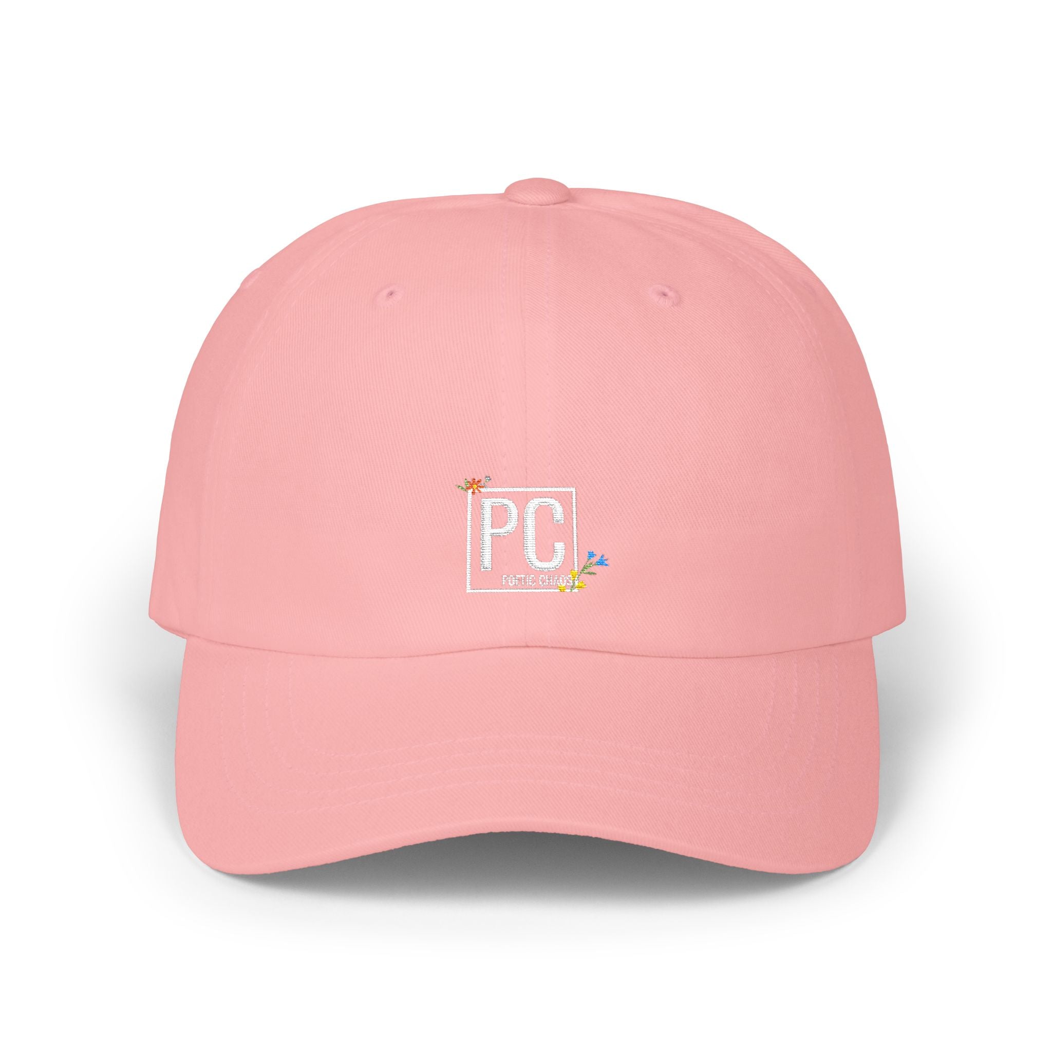 Poetic Chaos Dad Cap white Floral logo Embroidered Baseball Hat