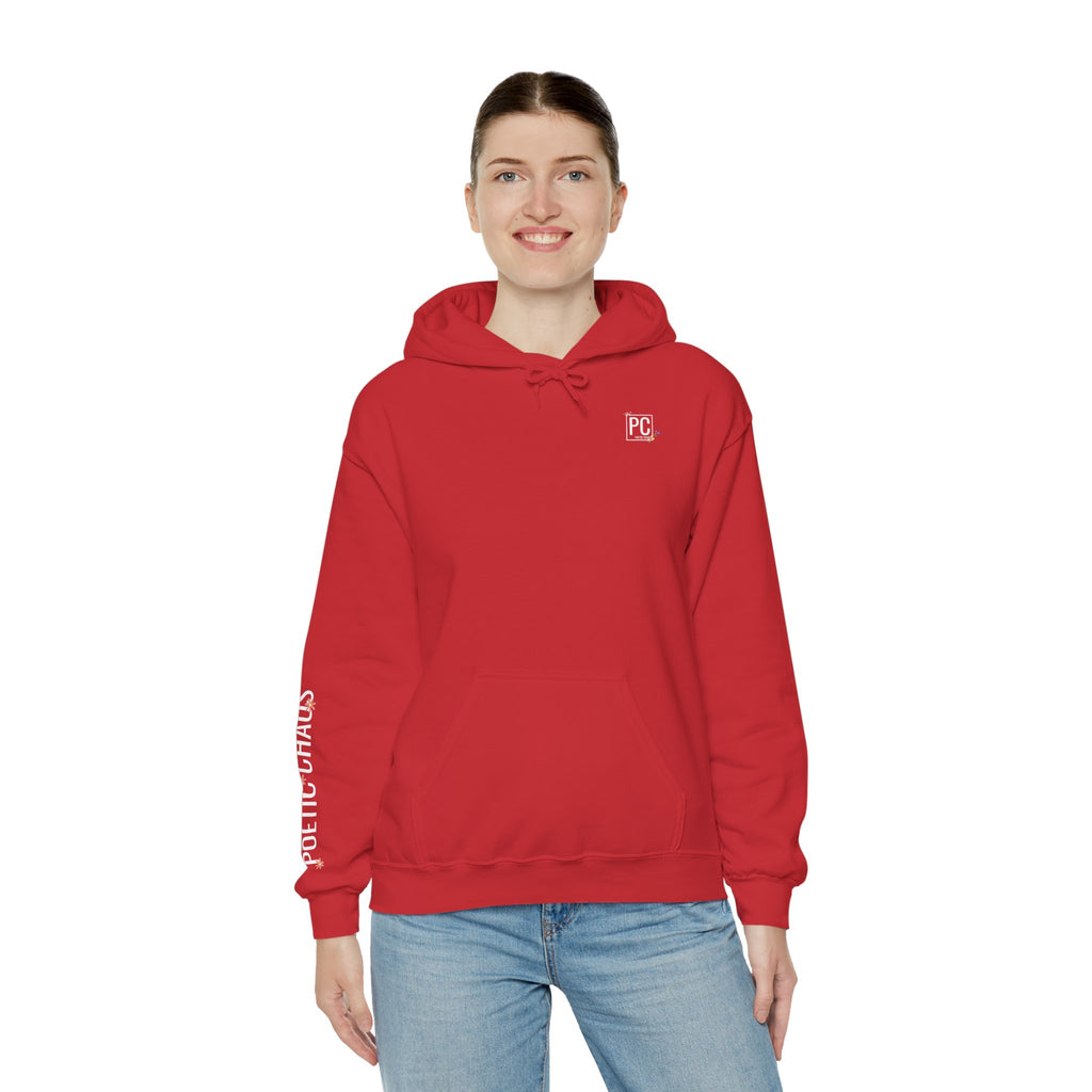 Poetic Chaos Sleeve Hoodie – Minimal white floral Logo Pullover