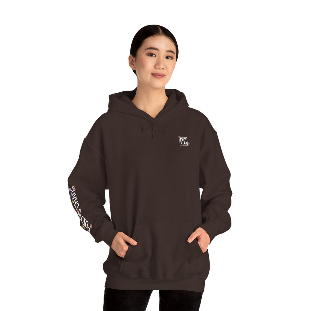 Poetic Chaos Sleeve Hoodie – Minimal white floral Logo Pullover