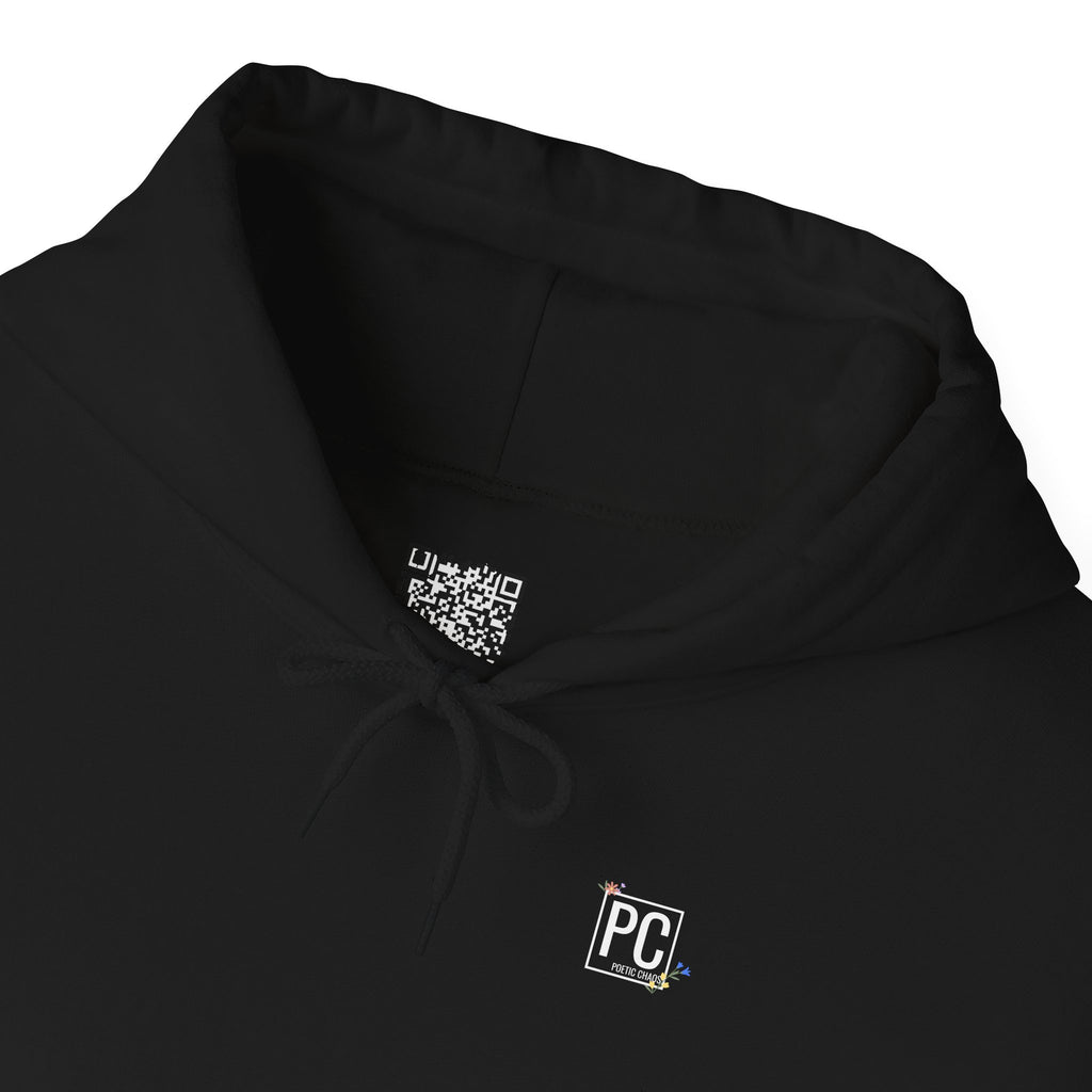 Poetic Chaos Sleeve Hoodie – Minimal white floral Logo Pullover