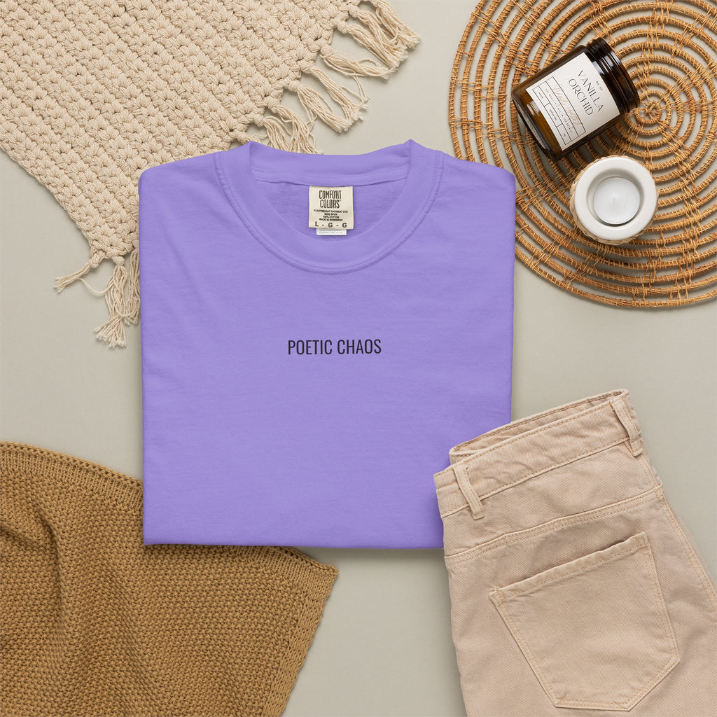 Poetic Chaos T-Shirt — Minimal Text Graphic Tee ("Poetic Chaos")