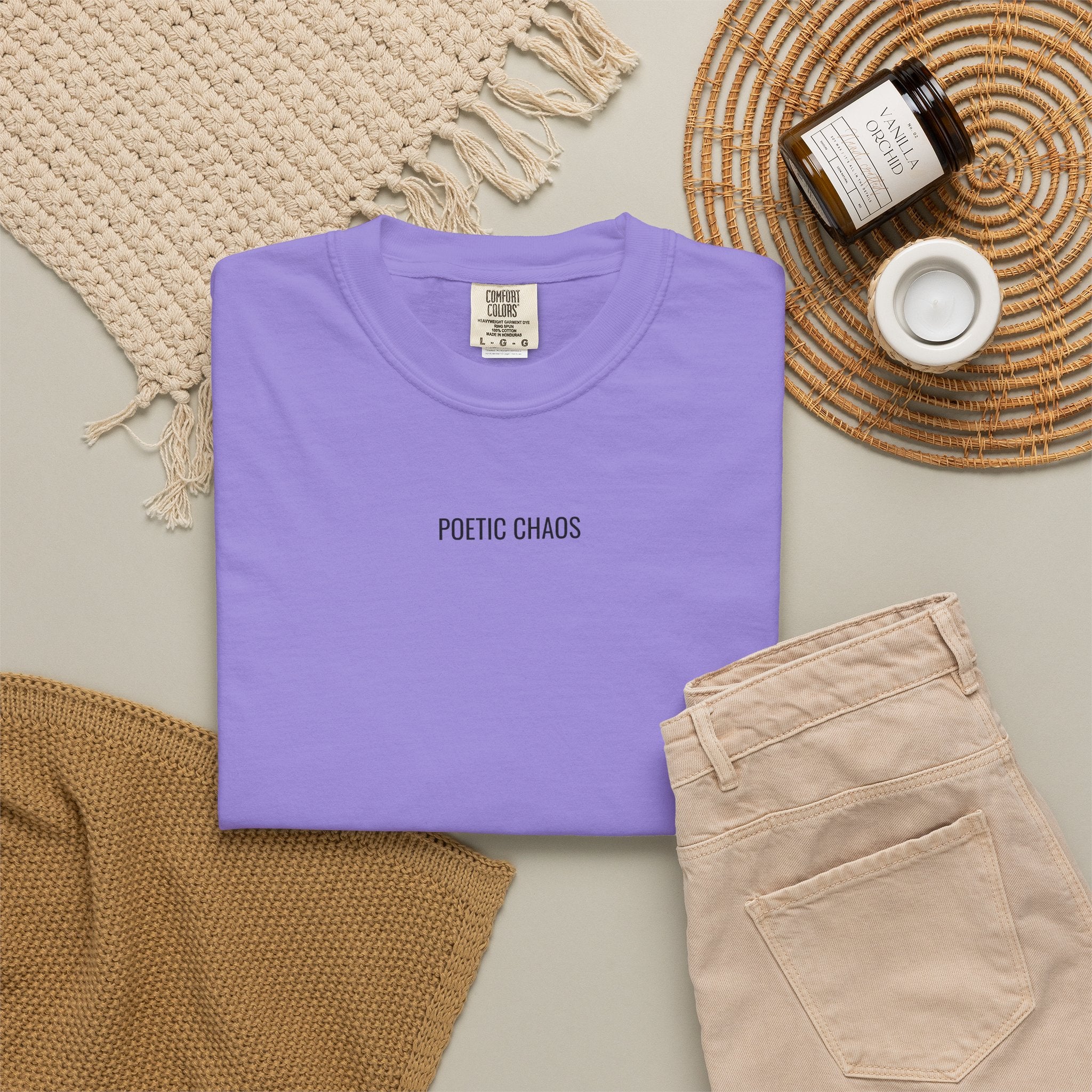 Poetic Chaos T-Shirt — Minimal Text Graphic Tee ("Poetic Chaos")