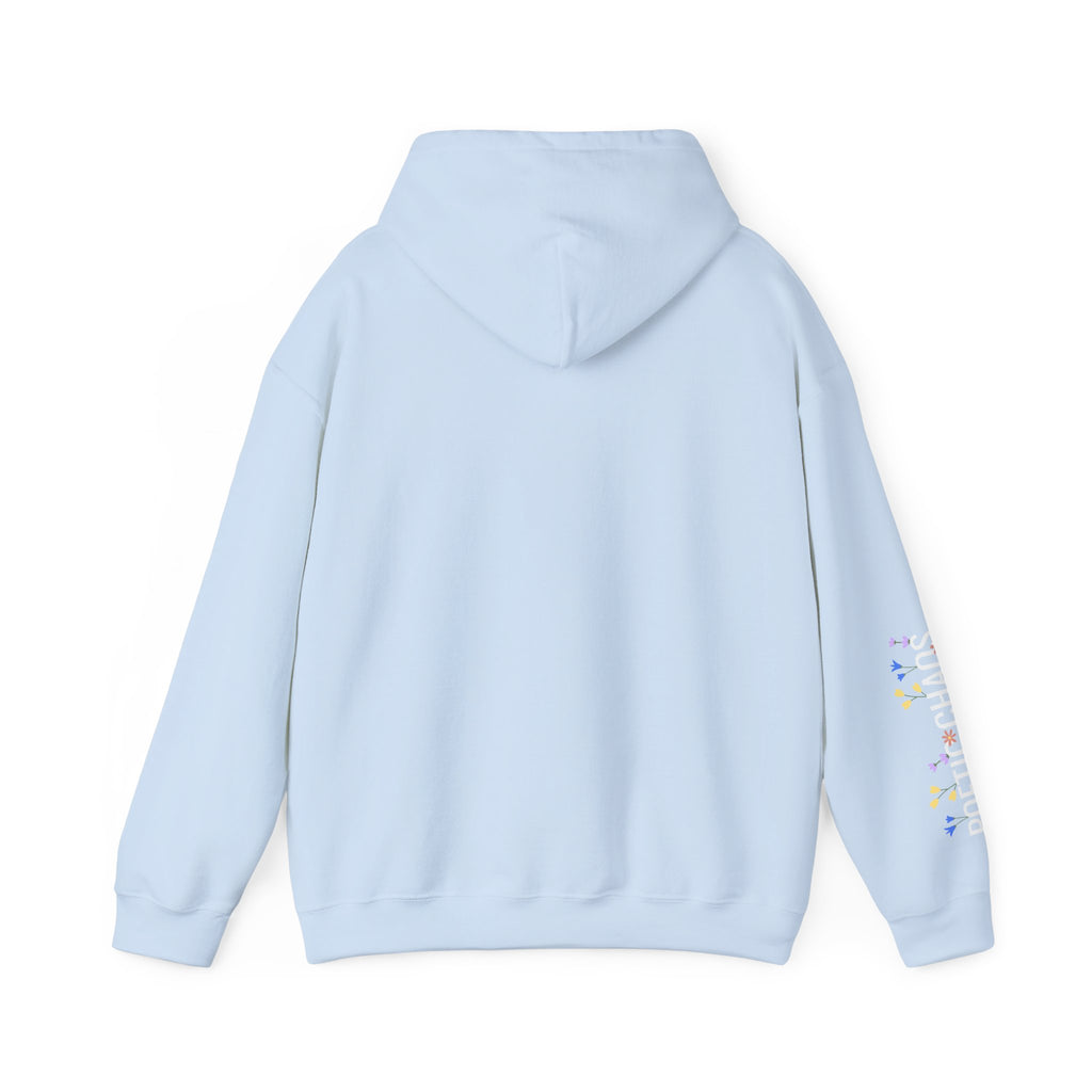 Poetic Chaos Sleeve Hoodie – Minimal white floral Logo Pullover