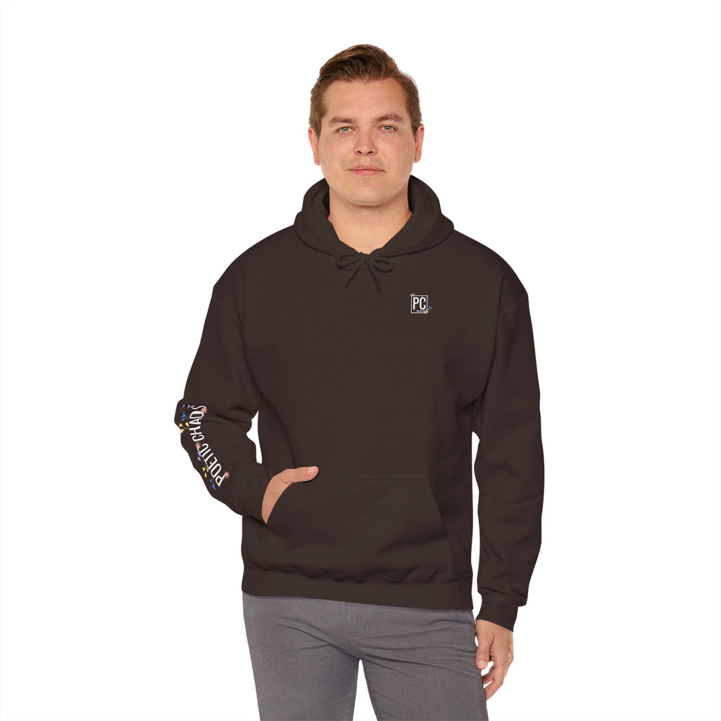 Poetic Chaos Sleeve Hoodie – Minimal white floral Logo Pullover