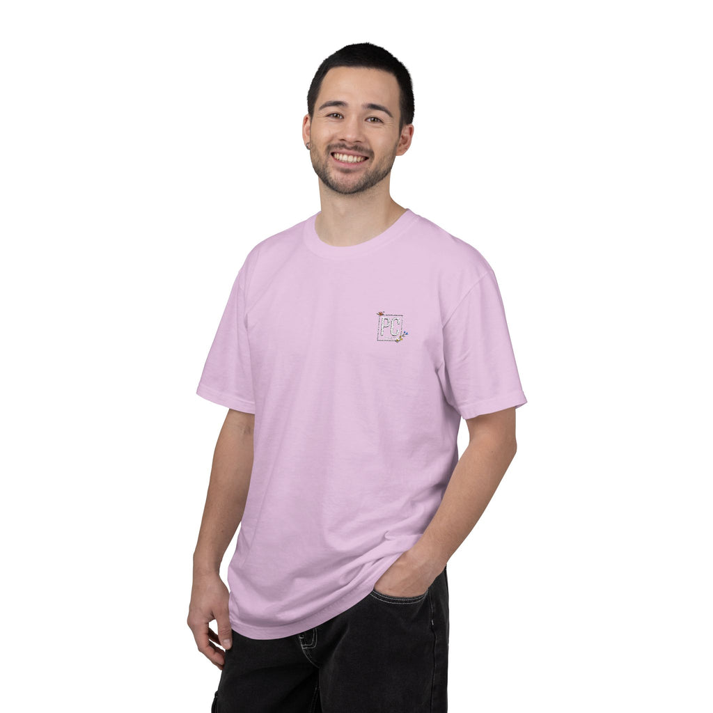 Poetic Chaos embroided white floral logo