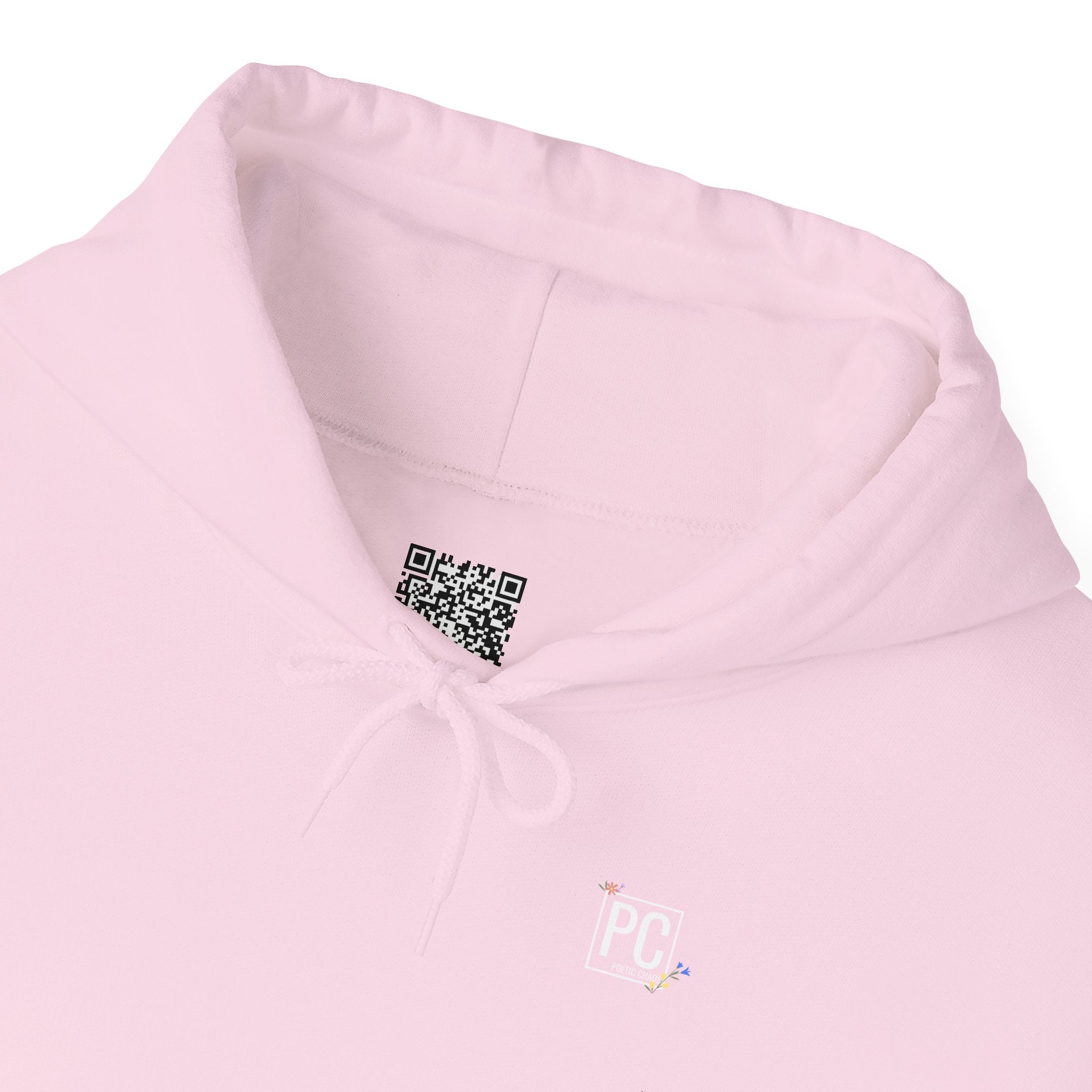 Poetic Chaos Sleeve Hoodie – Minimal white floral Logo Pullover
