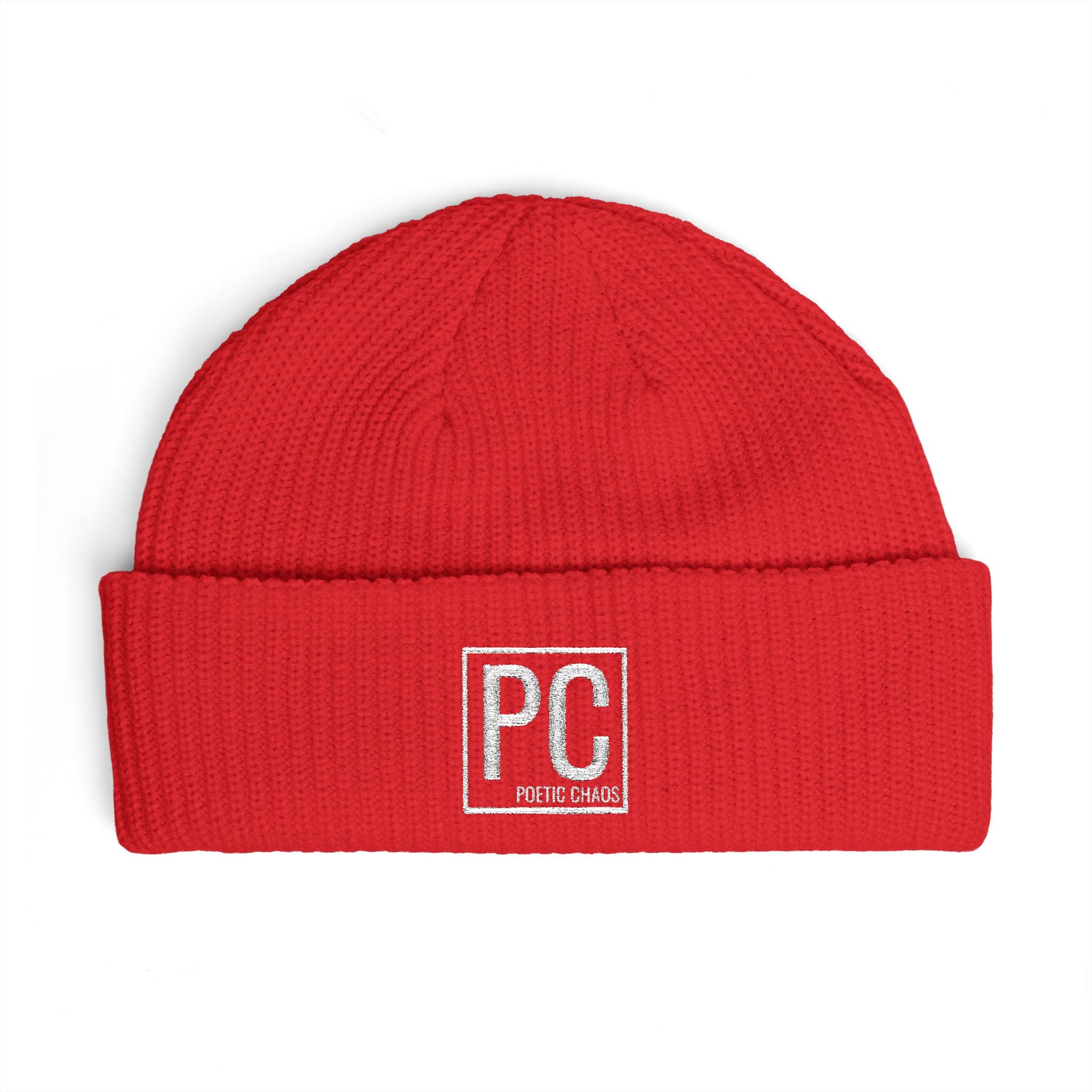 Poetic Chaos white PC Logo Cuff Beanie
