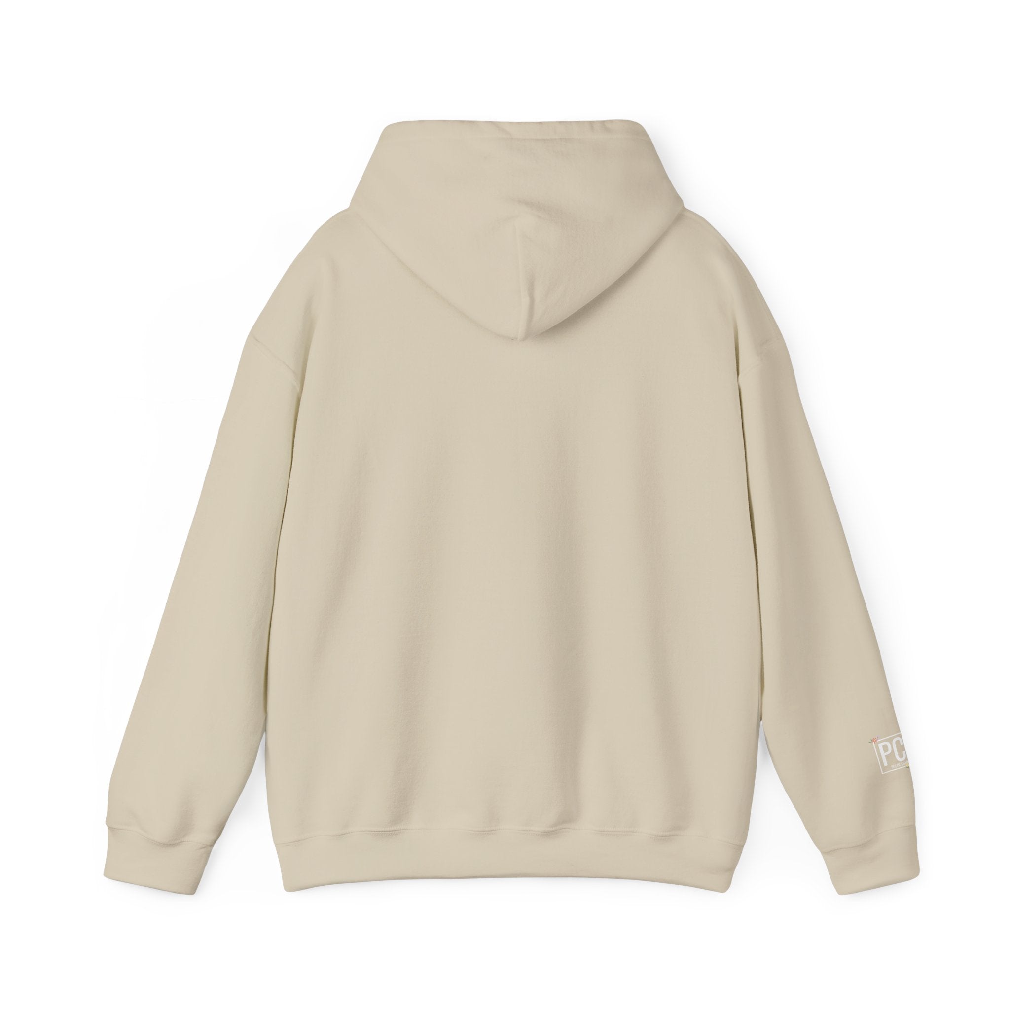 Poetic Chaos Hoodie — Small Chest white floral Logo & Sleeve Emblem