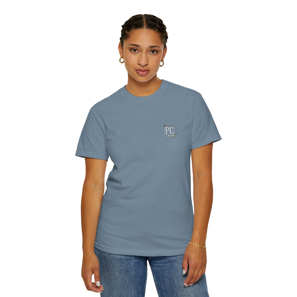 Poetic Chaos embroided white floral logo