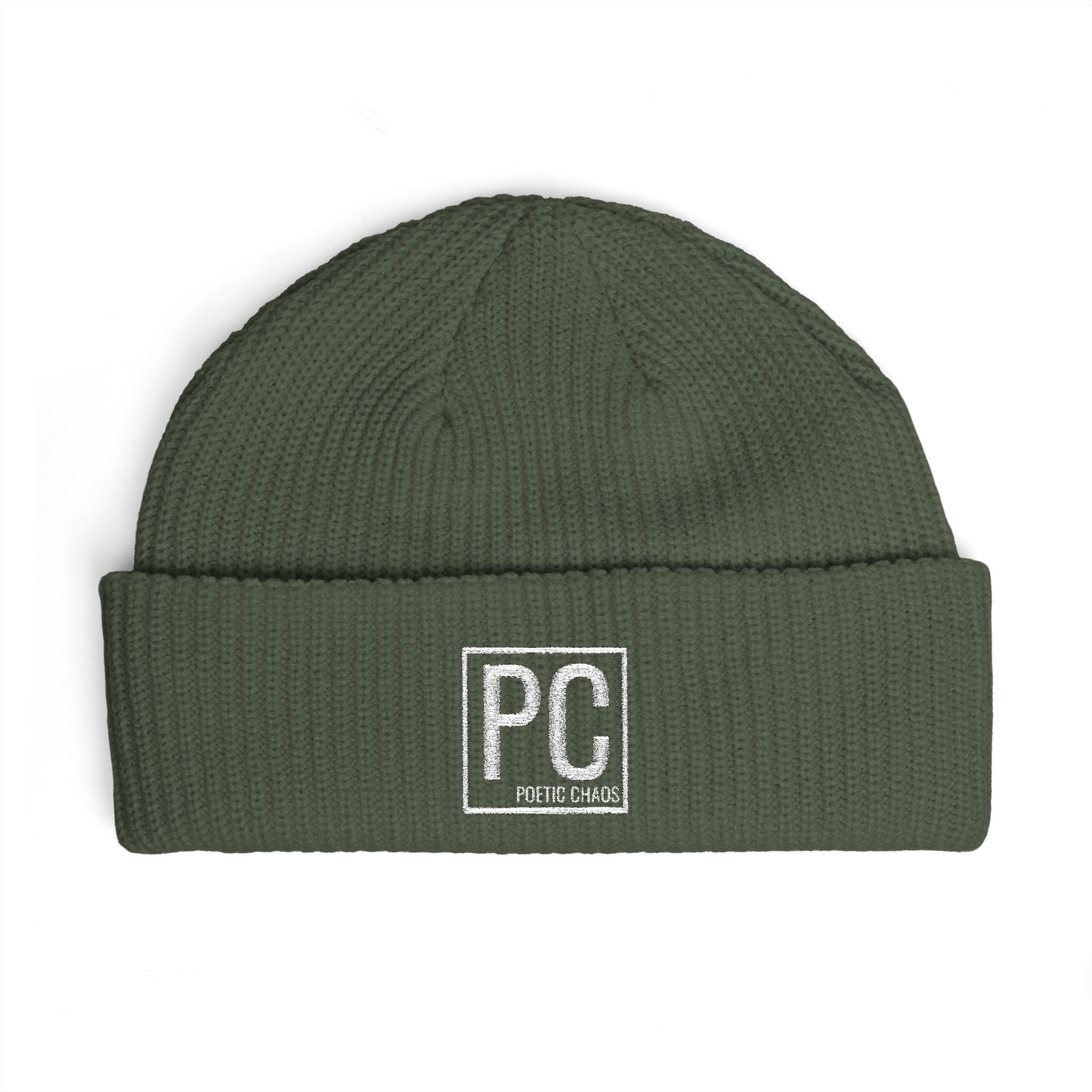 Poetic Chaos white PC Logo Cuff Beanie