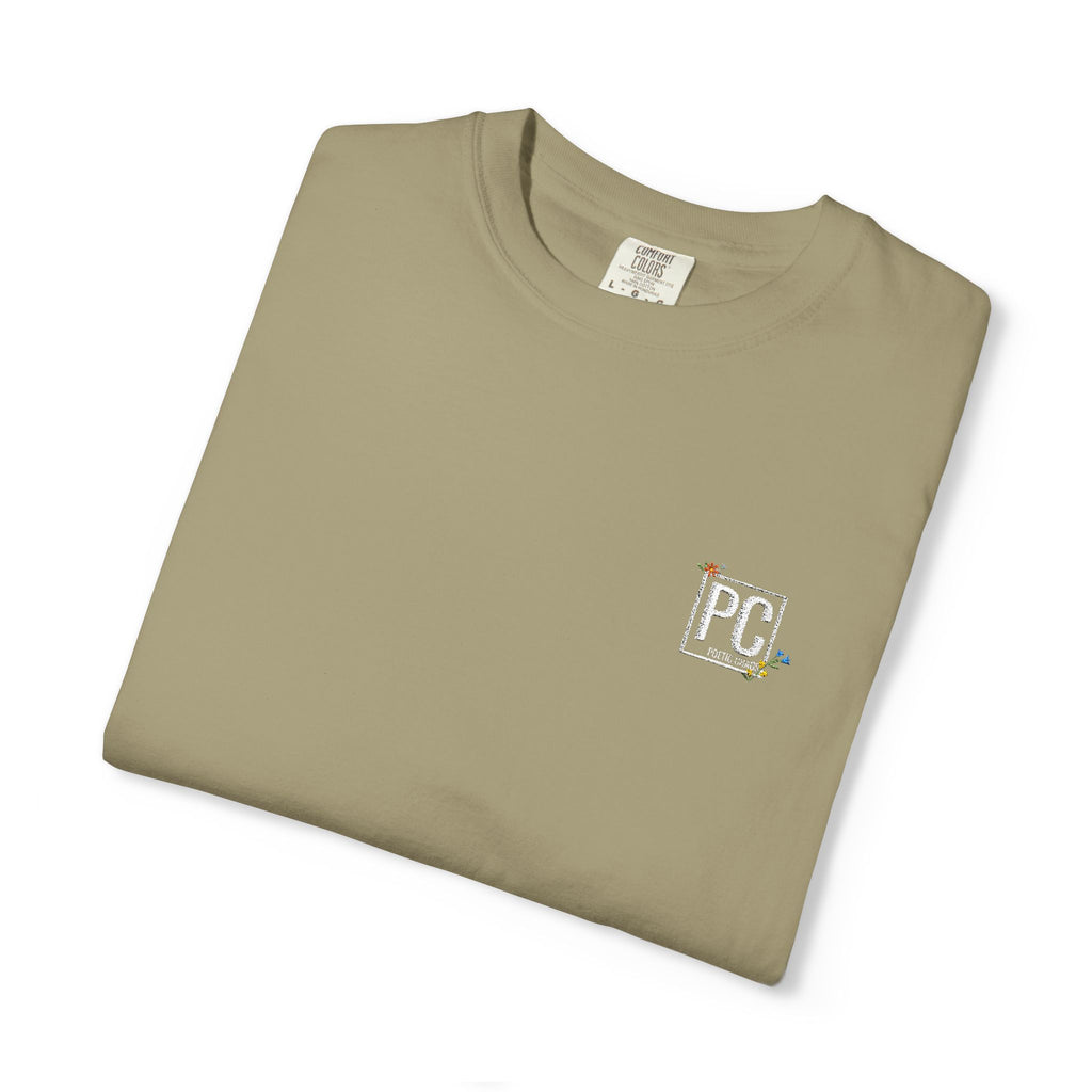 Poetic Chaos embroided white floral logo