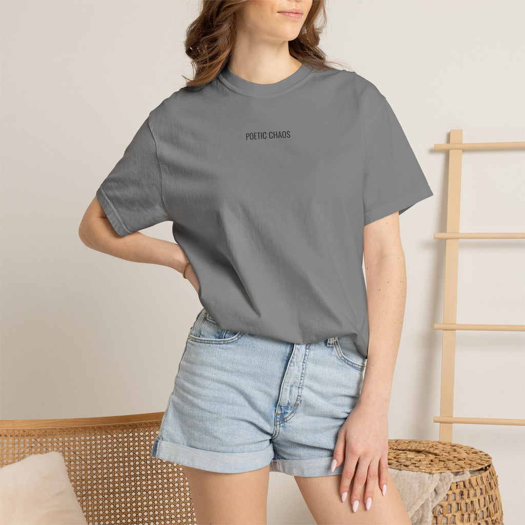 Poetic Chaos T-Shirt — Minimal Text Graphic Tee ("Poetic Chaos")