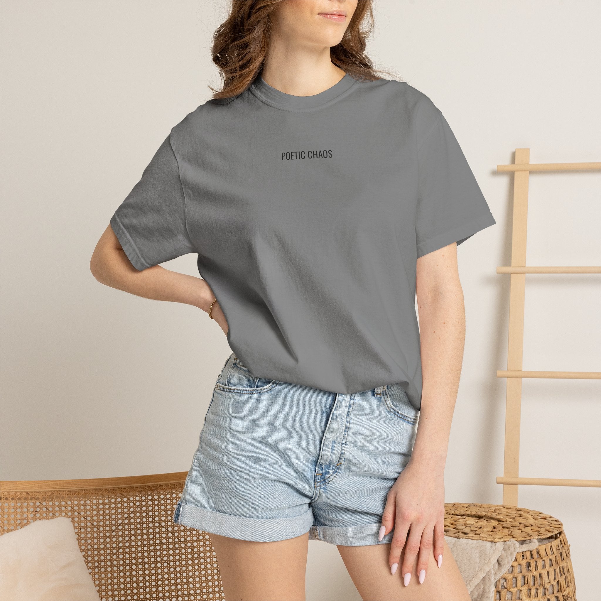Poetic Chaos T-Shirt — Minimal Text Graphic Tee ("Poetic Chaos")