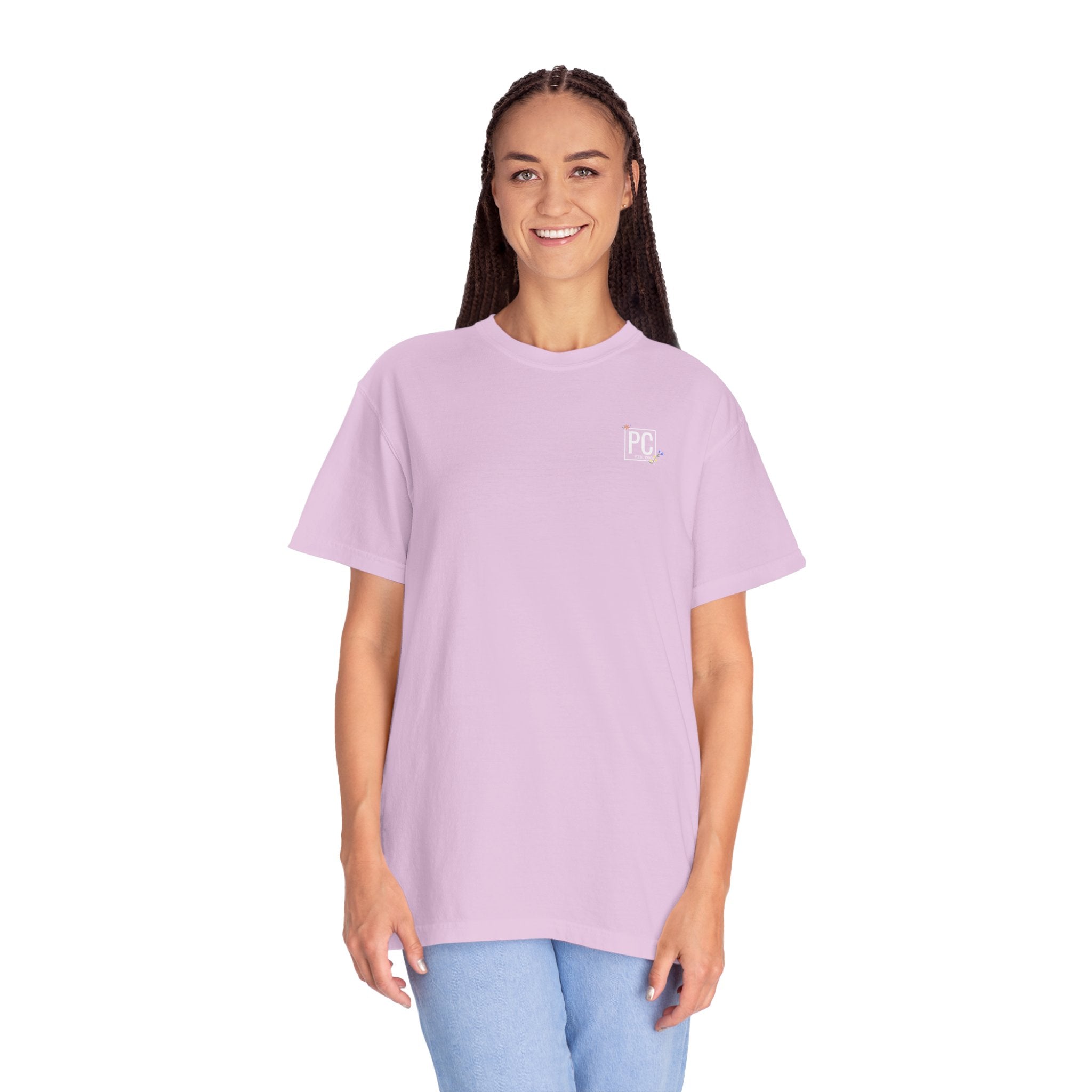 poetic chaos minimal t-shirt floral white logo label