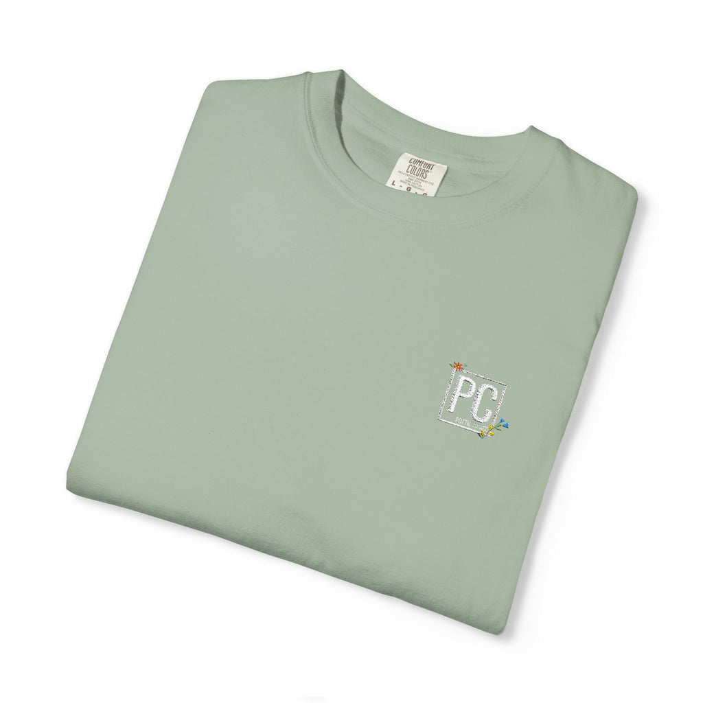 Poetic Chaos embroided white floral logo