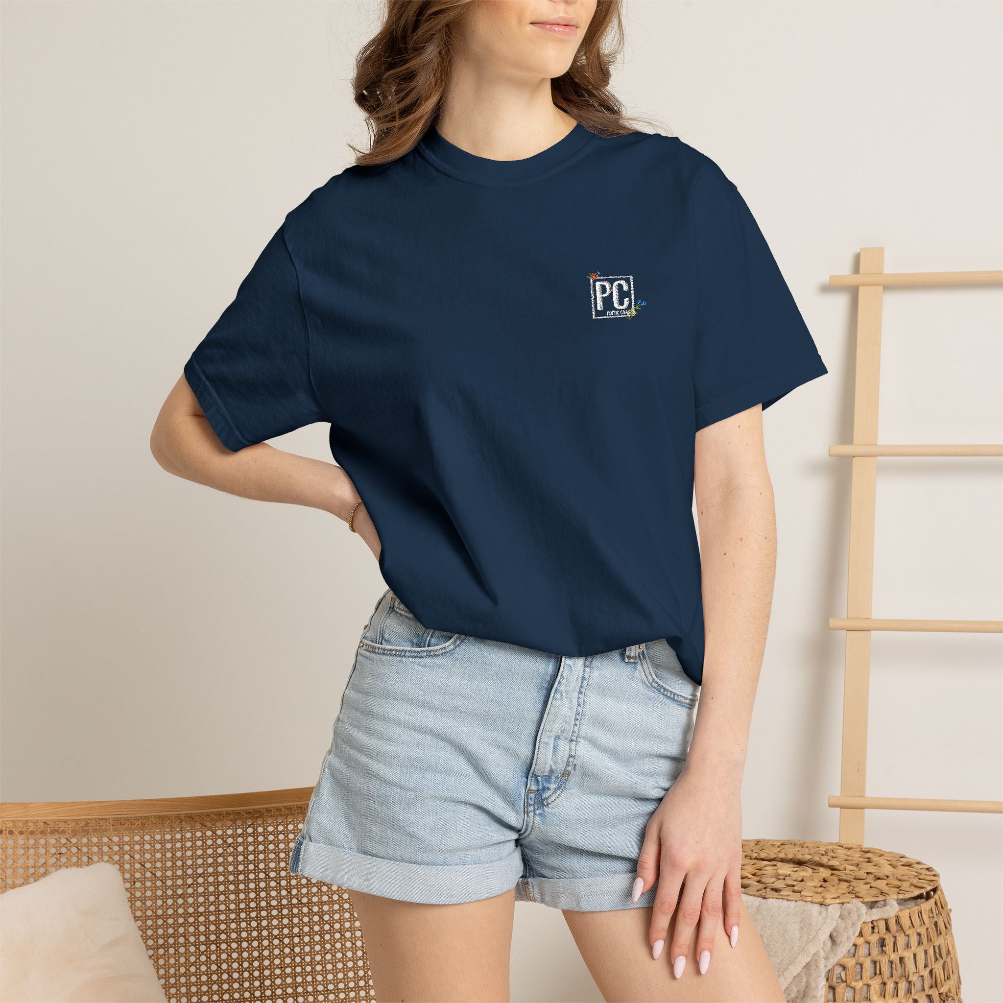 Poetic Chaos embroided white floral logo