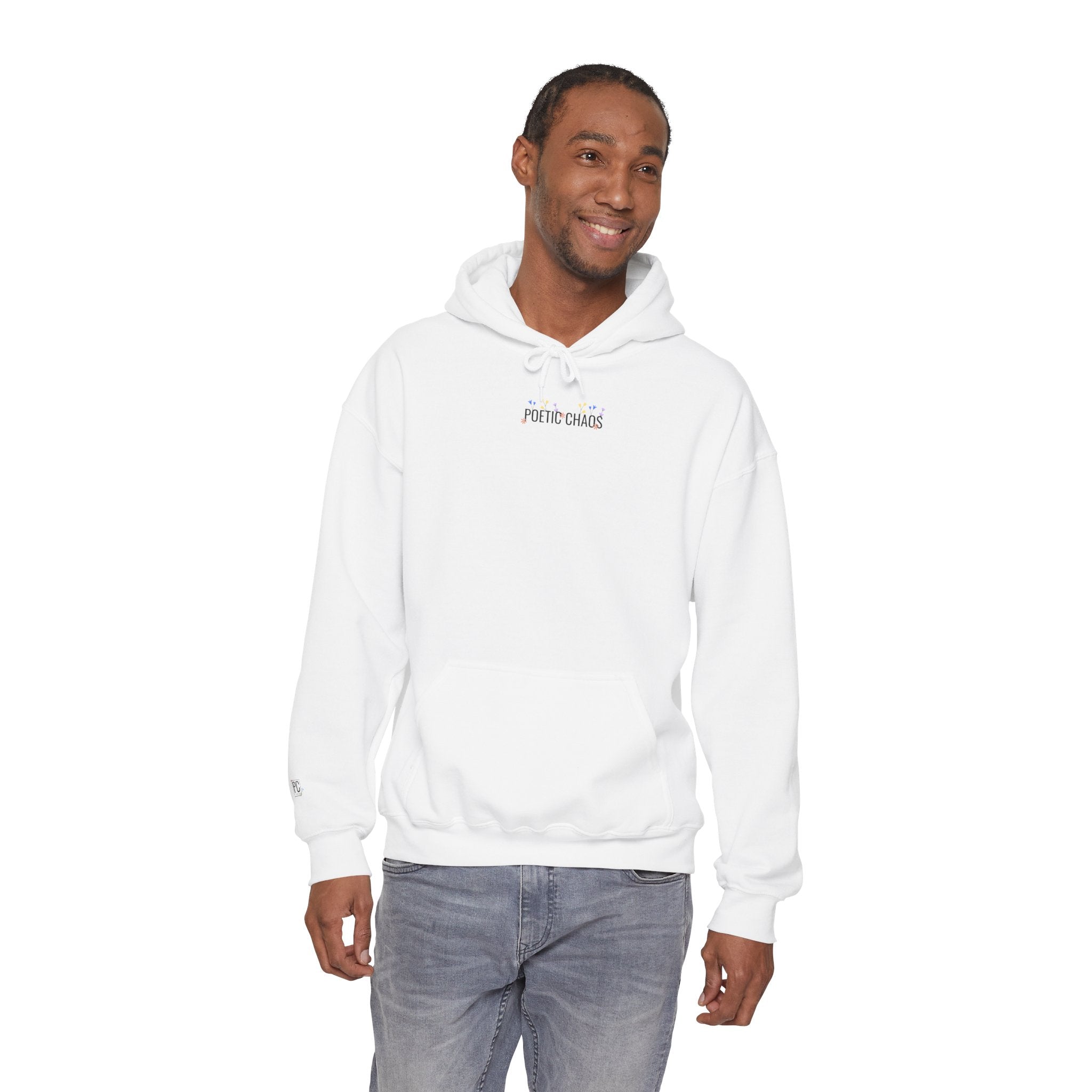 Minimalist 'Pale Chaos' Hoodie – Subtle Text floral Logo Pullover
