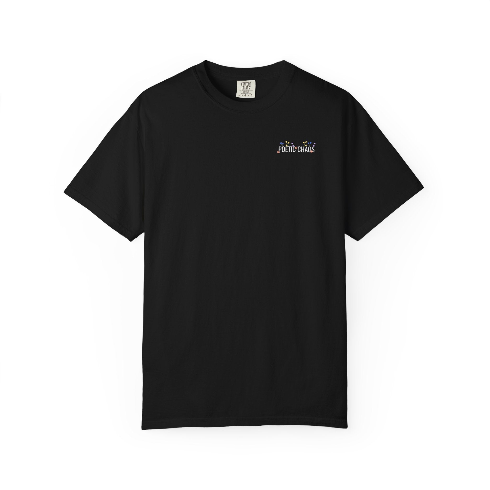 Poetic chaos minimal t-shirts floral white label