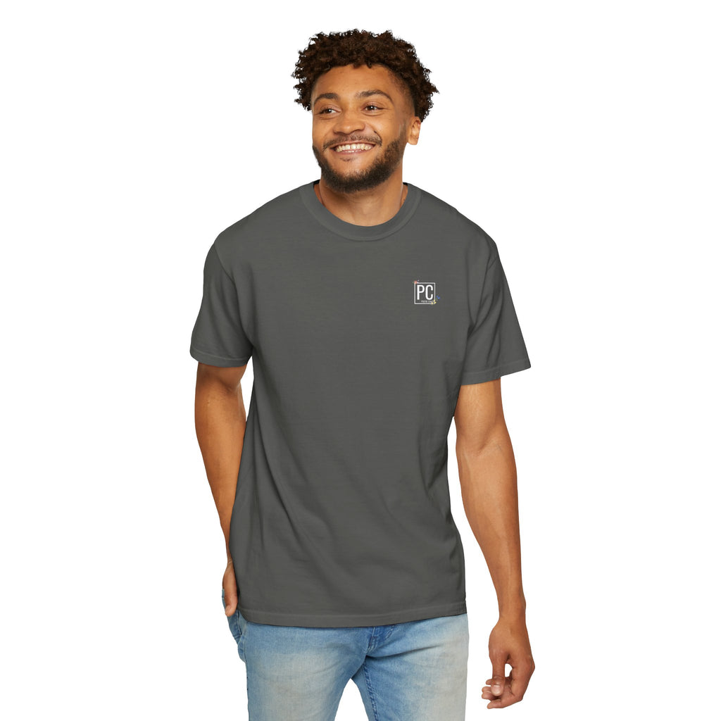 poetic chaos minimal t-shirt floral white logo label