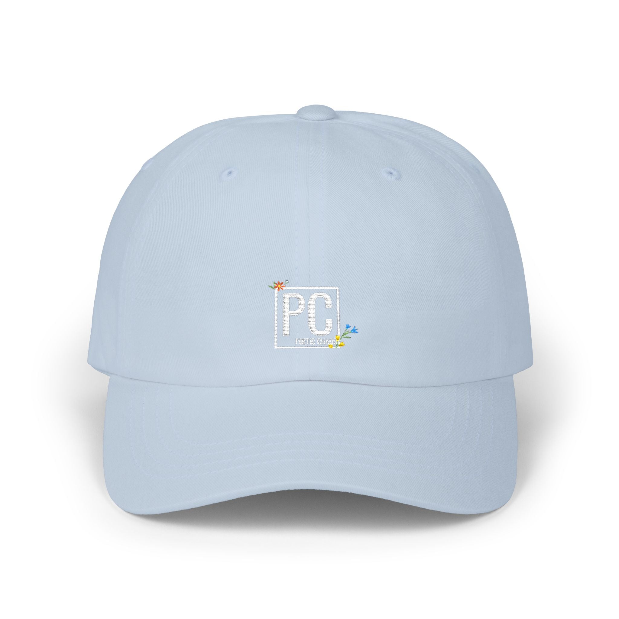 Poetic Chaos Dad Cap white Floral logo Embroidered Baseball Hat