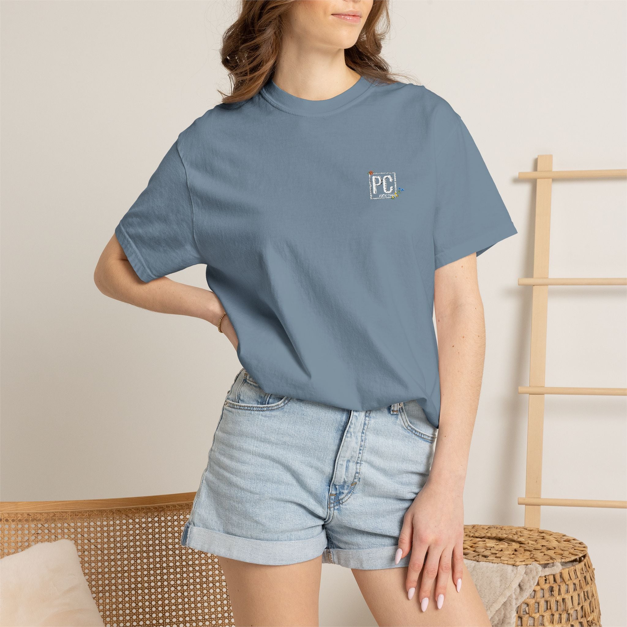 Poetic Chaos embroided white floral logo