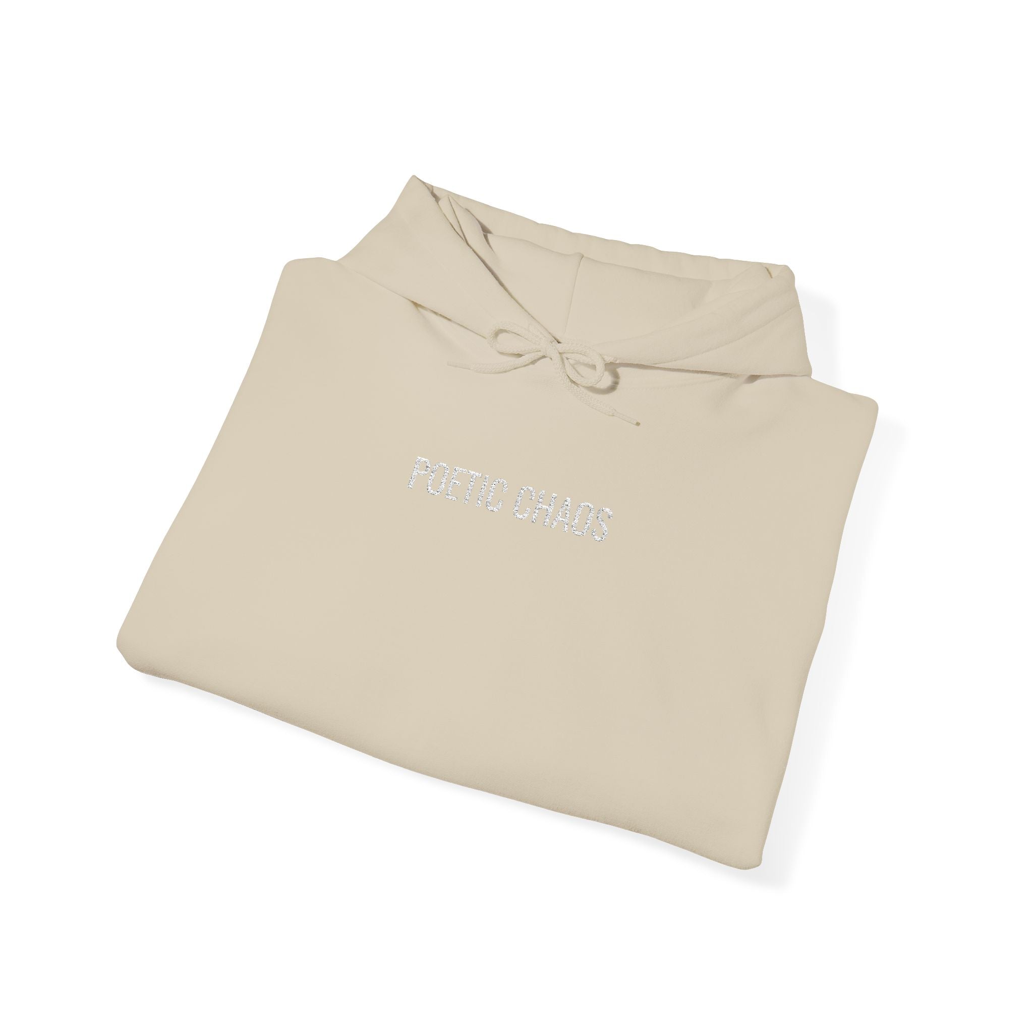 Poetic Chaos embroided white logo hoodie